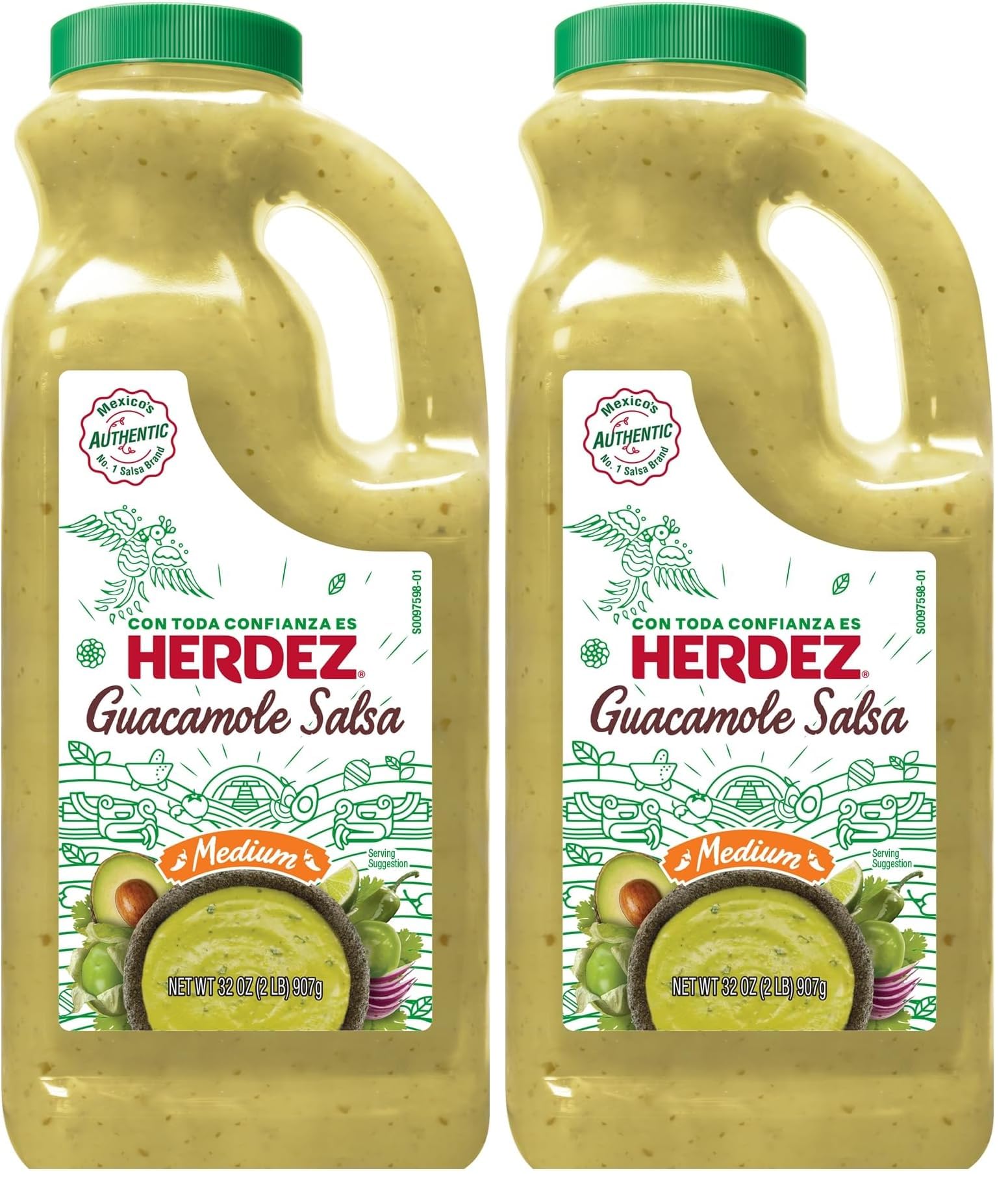 HERDEZ Guacamole Salsa, Medium, 32 oz. jug (Pack of 2)