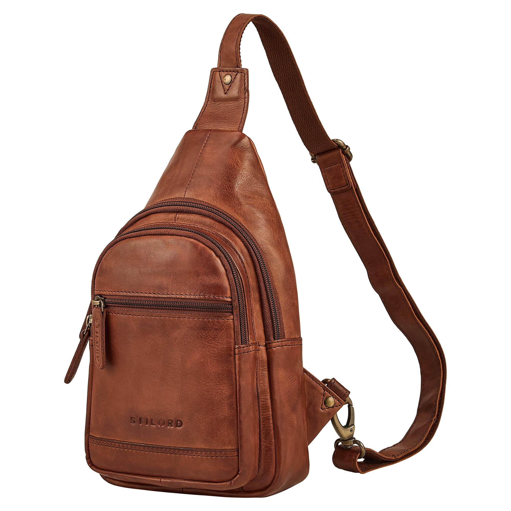 STILORD "Torino Estilo Bolso Pecho Hombre Piel Crossbody Bag – Riñonera de Pecho de Cuero Genuino para Colgar para Tablet de 8,3 Pulgadas Antirrobo para Viajes Color:negro