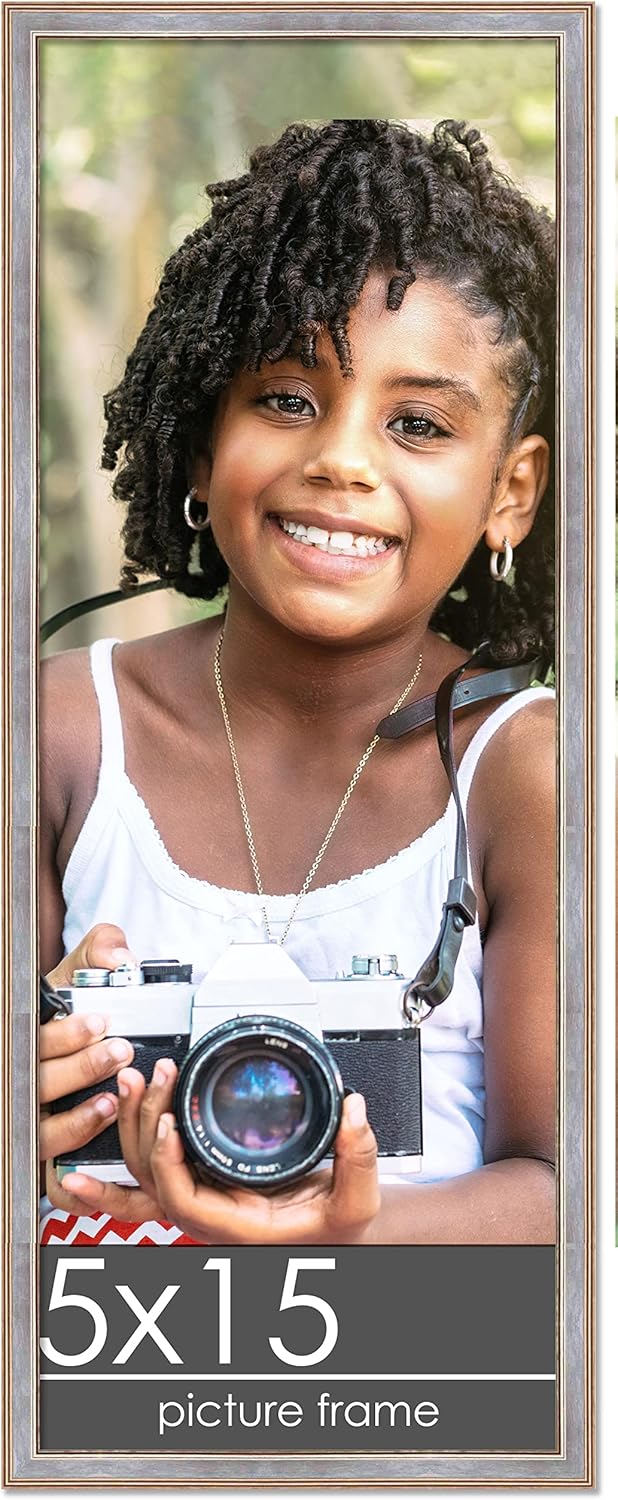 5x15 Frame Pewter Silver Finish Solid Antique Wooden