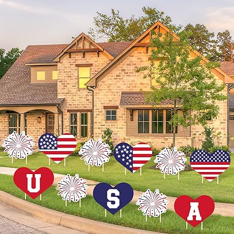 4th of July Yard Signs 11 Pcs Independence Day Patriotic Memorial