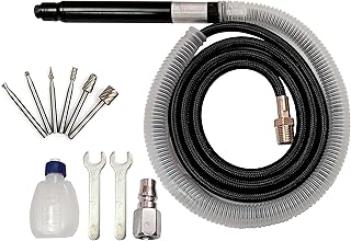 3mm Micro Air Die Grinder Pencil/Pen Type Grinder Polish Engraving Tool Universal Pneumatic Air Pencil Air Die Grinder Set (1 Air Grinder + 6 Pcs Burr)