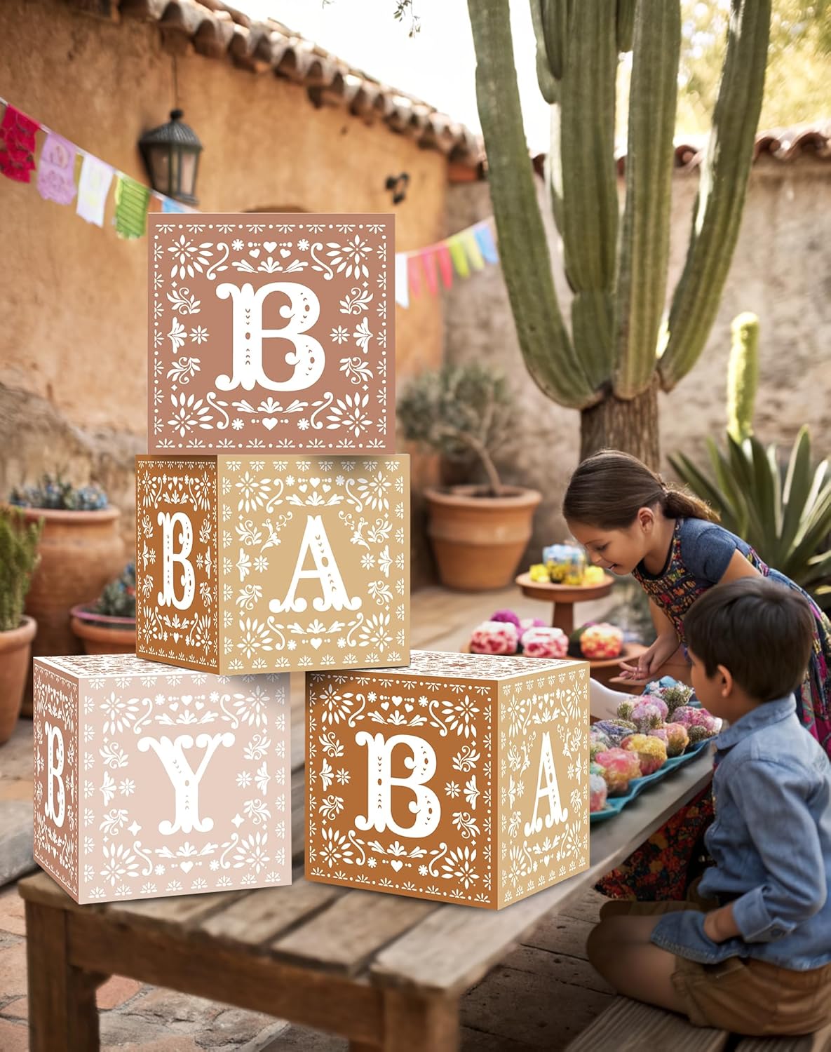 KARAQY 4PCS Cielito Lindo Party Decoration, Mexican Baby Boxes with Letters Paper Decorative Boxes for Baby Shower Gender Reveal Birthday Fiesta Party Decorations (10 * 10 * 10 Inches) - Image 7