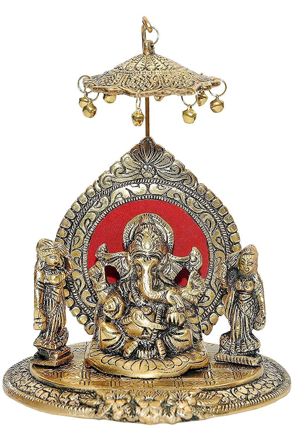 NexploraIndustries Riddhi Siddhi Chhatra Ganesh Showpiece Metal Statue Idol