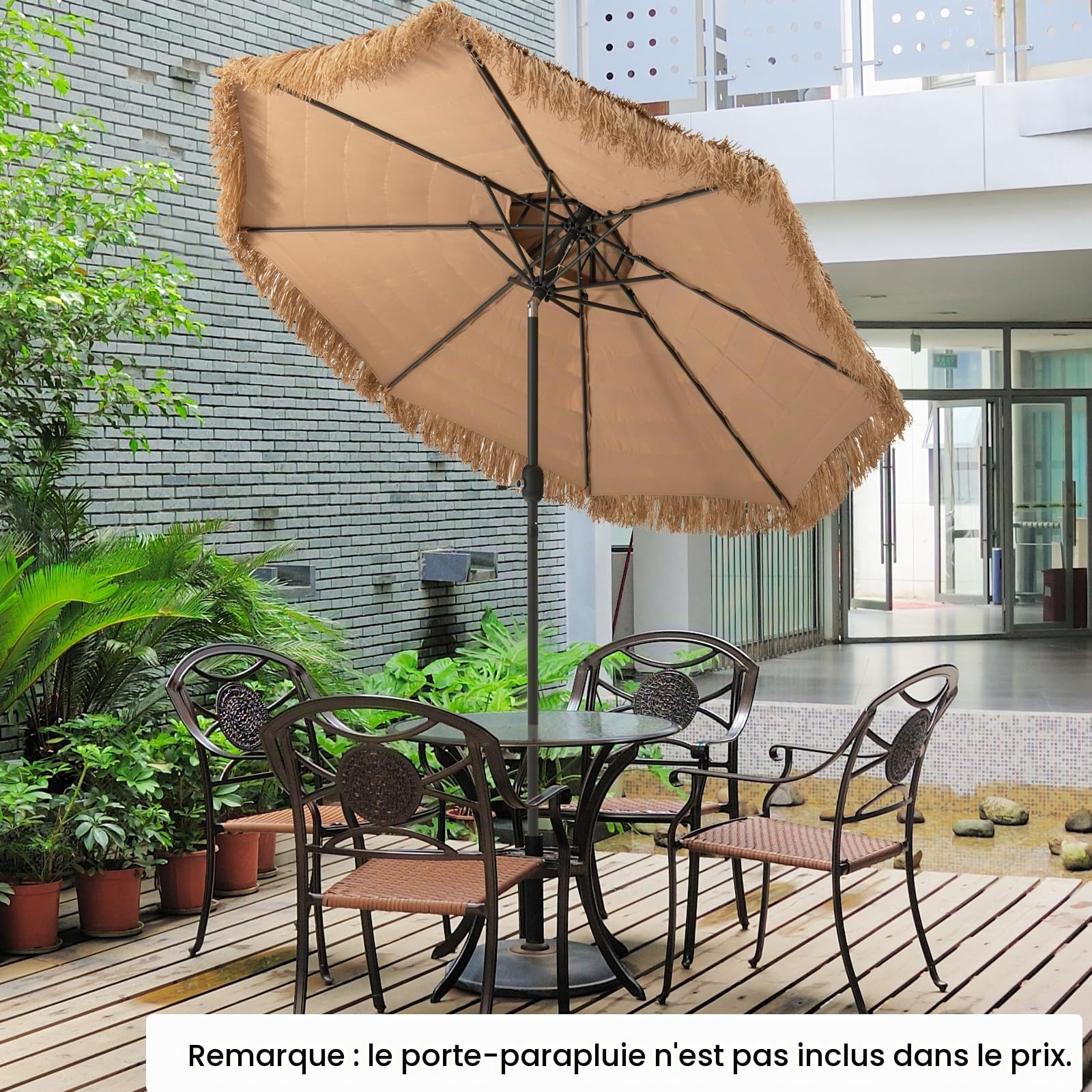KOMFOTTEU φ265cm Parasol de Jardin Exterieur, Hawaïen, 2,4m de Haut