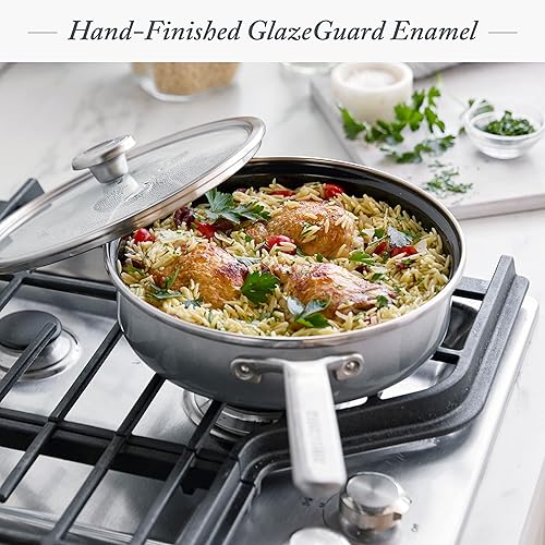 Miniatura 2 de Merten & Storck Utensilios de cocina esmaltados con núcleo de acero hecho a mano europea, olla jumbo de 3 cuartos con tapa, inducción, libre de PFAS