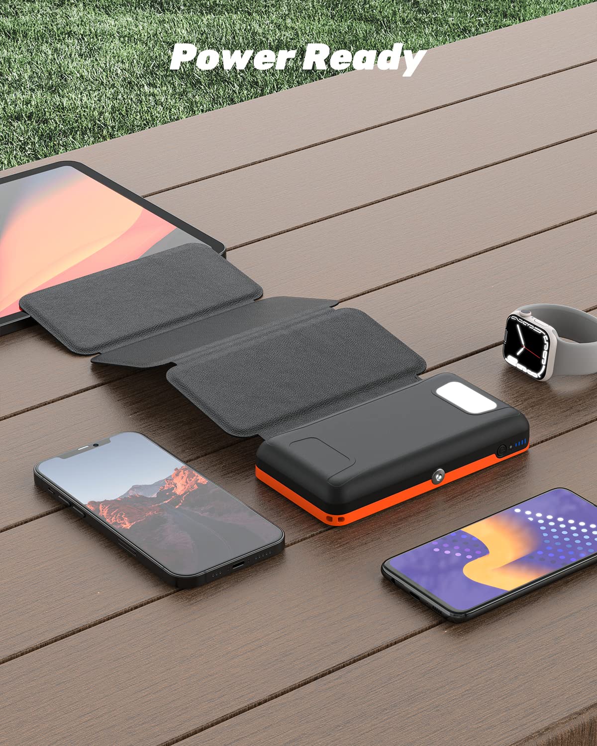 Batterie Externe Solaire Chargeur Solaire - BRENCIL 27000mAh Power Bank Solaire 22,5W Chargement Rapide Chargeur de Téléphone Portable avec 4 Panneaux Solaires USB pour Téléphones Tablettes Camping