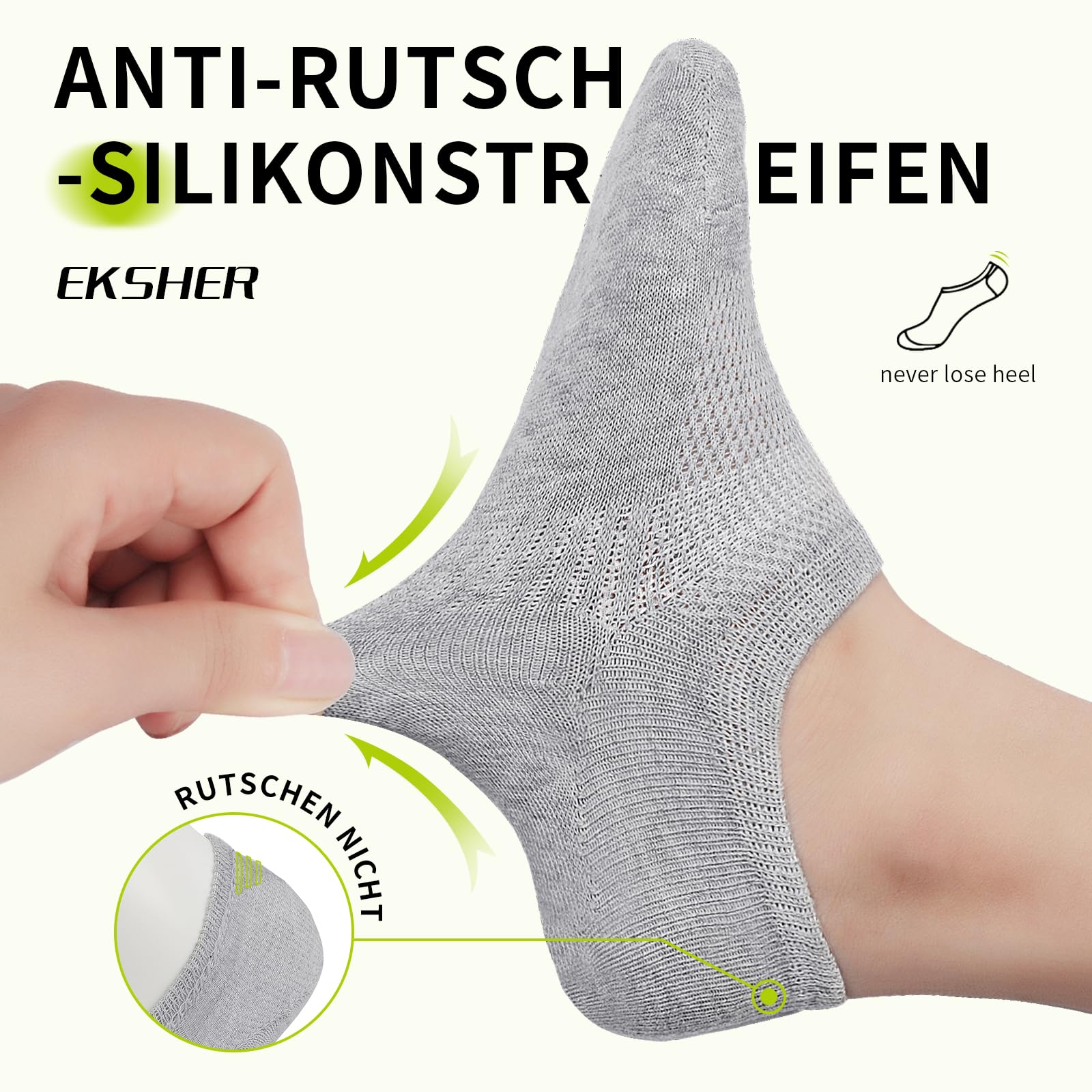 10 par skarpet typu sneaker, niewidoczne, dla kobiet i mężczyzn, krótkie, bawełniane, antypoślizgowe, oddychające