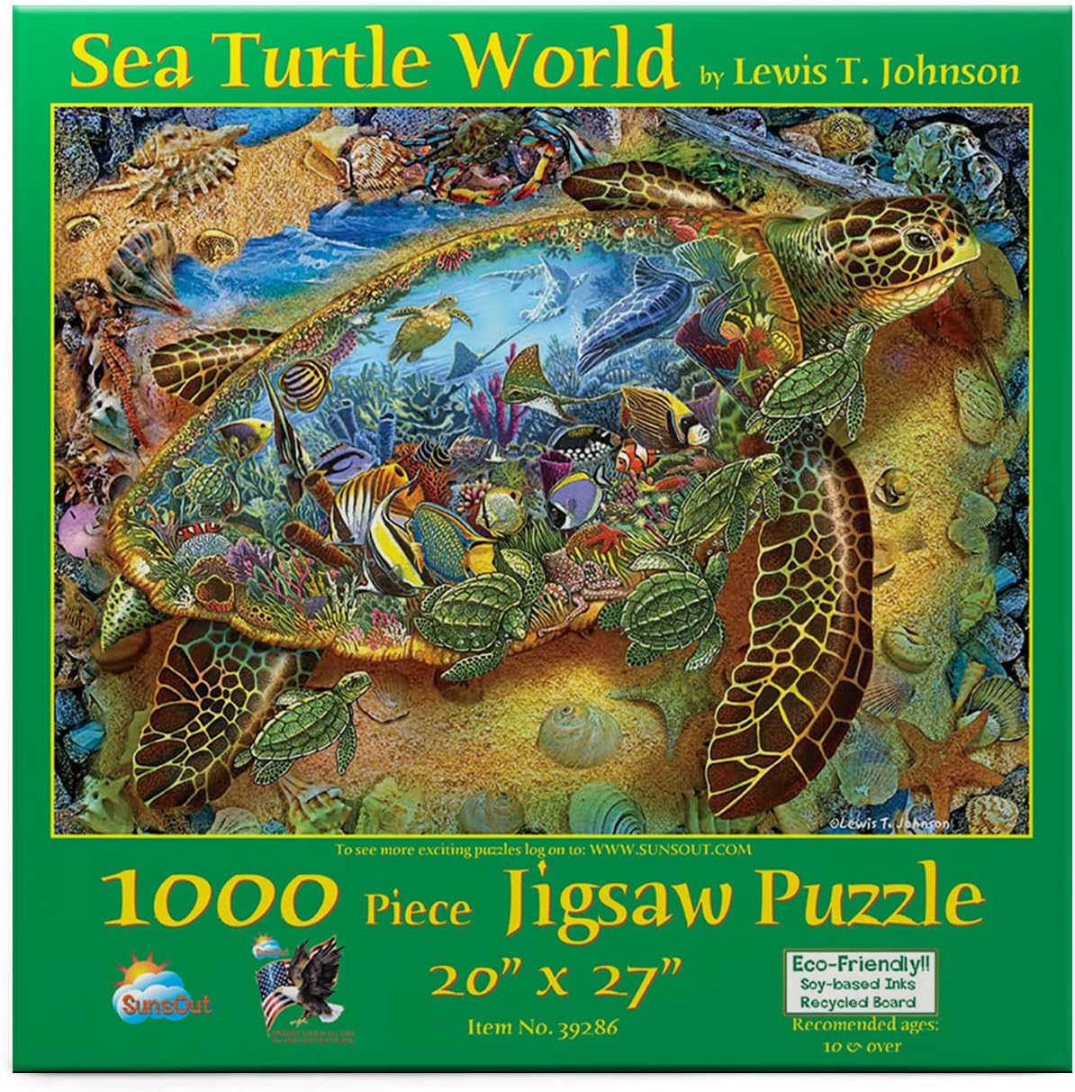 SUNSOUT INC - Sea Turtle World - 1000 pc Jigsaw Puzzle by Artist: Lewis T. Johnson - Finished Size 20" x 27" - MPN# 39286