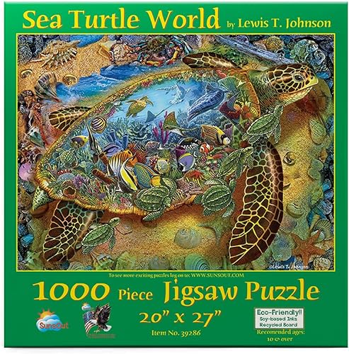 SUNSOUT INC - Sea Turtle World - Rompecabezas de 1000 piezas por artista: Lewis T. Johnson - Tamaño terminado 20" x 27" - MPN # 39286
