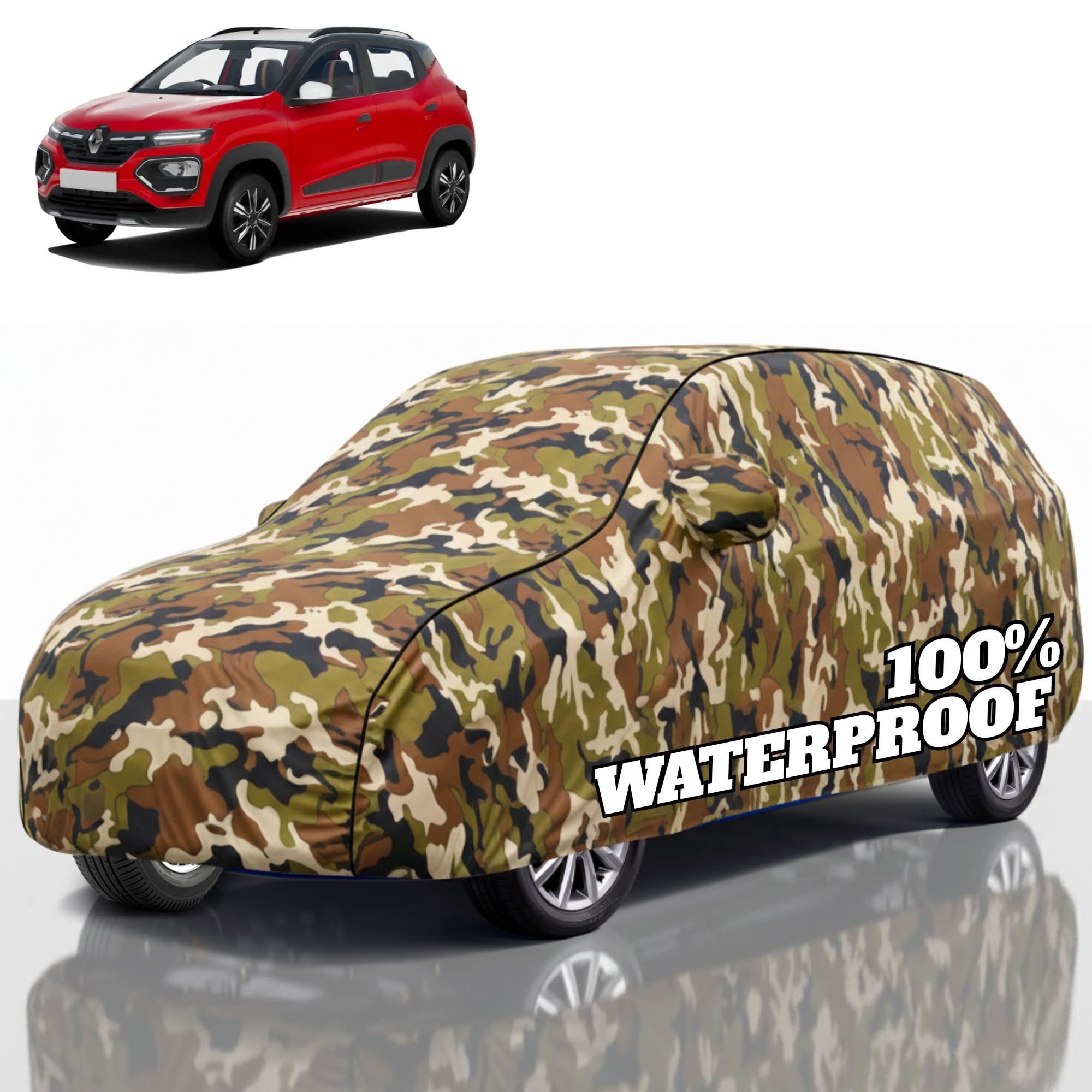 Premium Polyester Car Cover Kwid All-Weather Protection from Rain, Dust &amp; Sun | UV Resistant Fabric | Full Body Secure Fit for Outdoor &amp; Indoor Parking Jungle