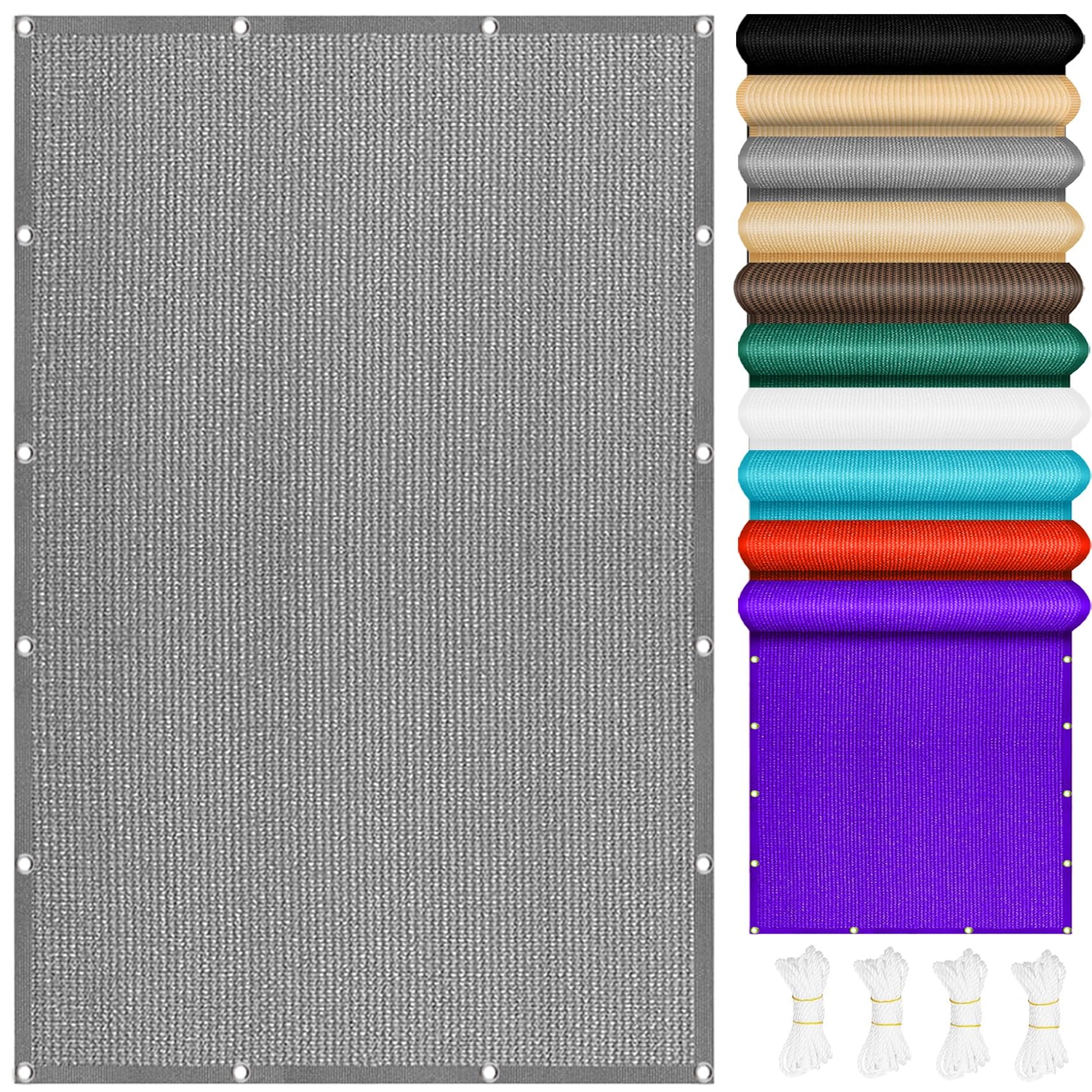 Voile d'ombrage rectangulaire 100x260 cm gris clair en HDPE respirant pour votre terrasse