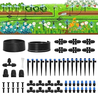 2026 Upgrade 230FT Quick-Connect Drip Irrigation System Kit with 1/4” & 1/2” Fast-Lock Tubing, Adjustable Emitters & Sprinklers for Garden & Greenhouse