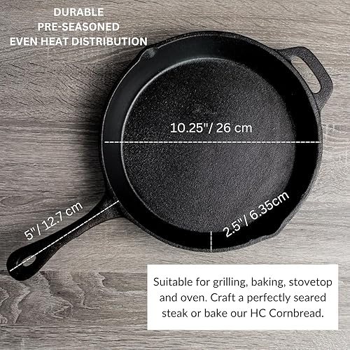 Miniatura 3 de Sartén de hierro fundido con mezcla de pan de maíz y mezcla de galletas, paquete de cocina sureña, sartén pre-sazonada de 10 pulgadas, antiadherente