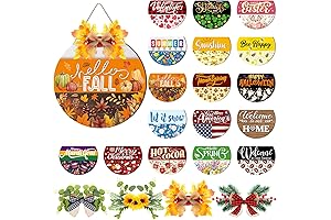 Interchangeable Welcome Sign for Front Door, 17 Magnetic Icons Seasonal Porch Decor