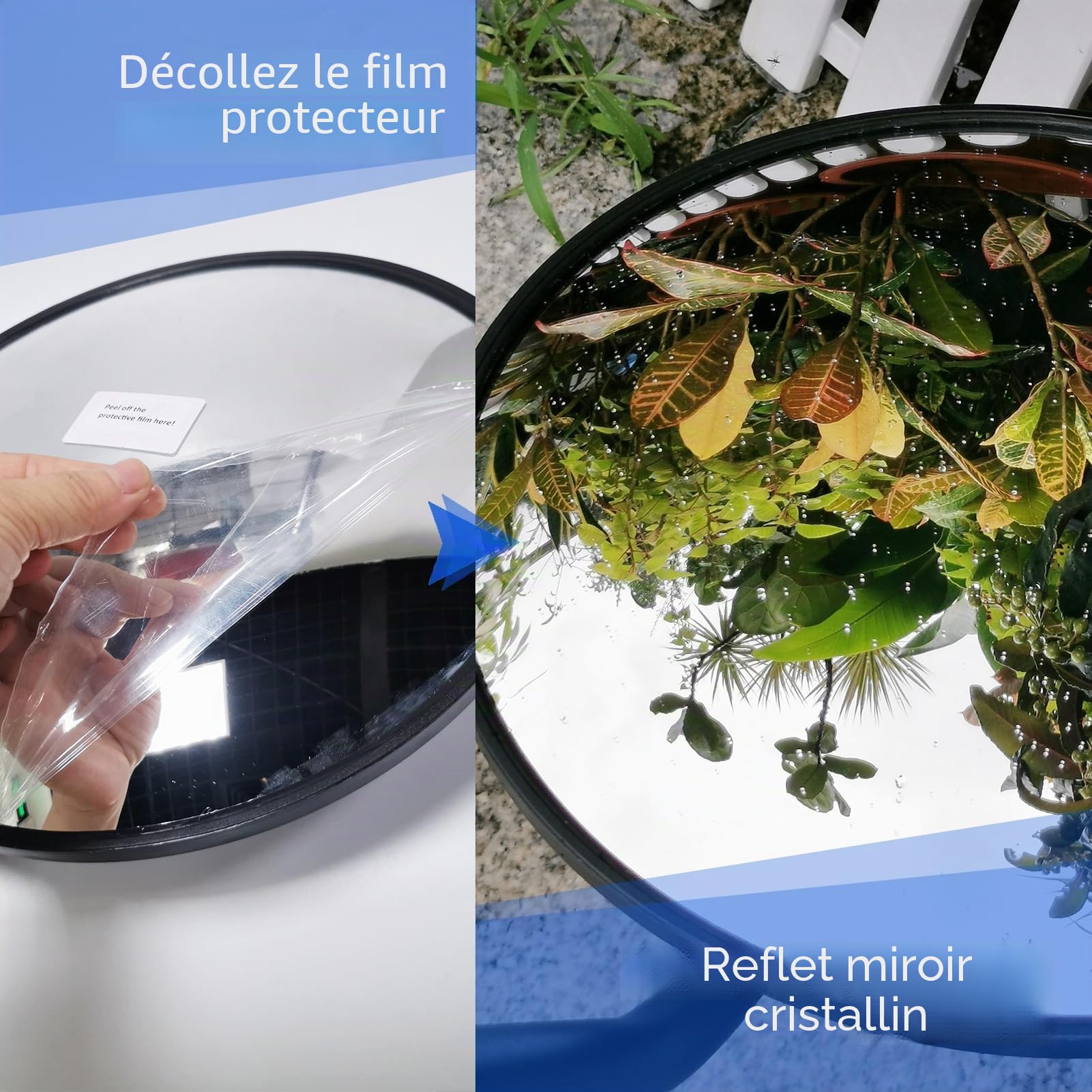 Miroir d'inspection sous véhicule – Miroir convexe de 30,5 cm avec roues et lumière LED pour contrôle de sécurité sous les voitures, camions et équipements.