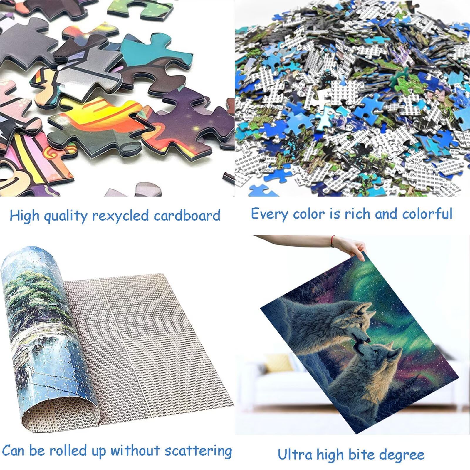 Puzzle 3000 elementów wilk puzzle dla dorosłych zorza 122 x 81 cm unikalne rzemiosło klasyczne 3D drewniana układanka do rodzinnych gier aktywnych, układanka do samodzielnego wykonania nawet do
