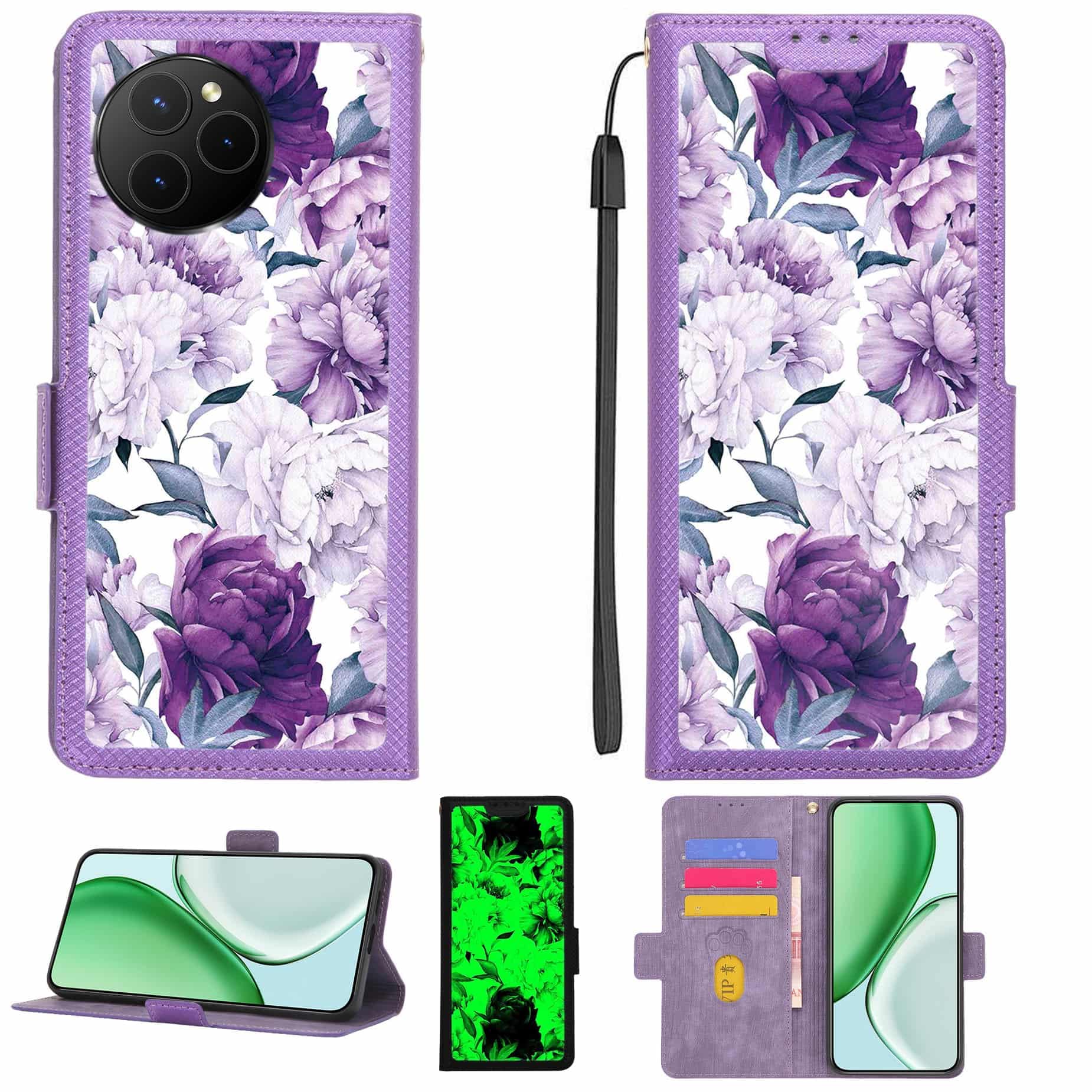 Case Compatible for Freeyond M6 Phone Case Flip Cover [with Tempered Glass Screen Protector][RFID Blocking][Luminous Effect] LPT-ZSH