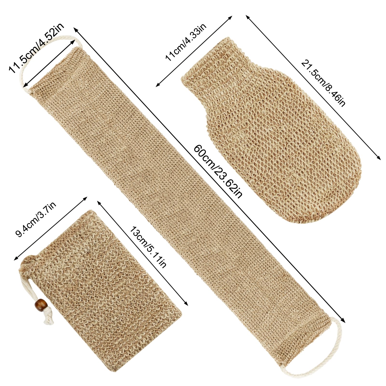 Gant Exfoliant Corps Gant de Crin, Sangle Lave Dos, Sac à Savon Exfoliant en Jute, Lanière Crin Gants Naturel, Accessoires pour le Bain pour Dos Corps Bain Douche Homme Femme