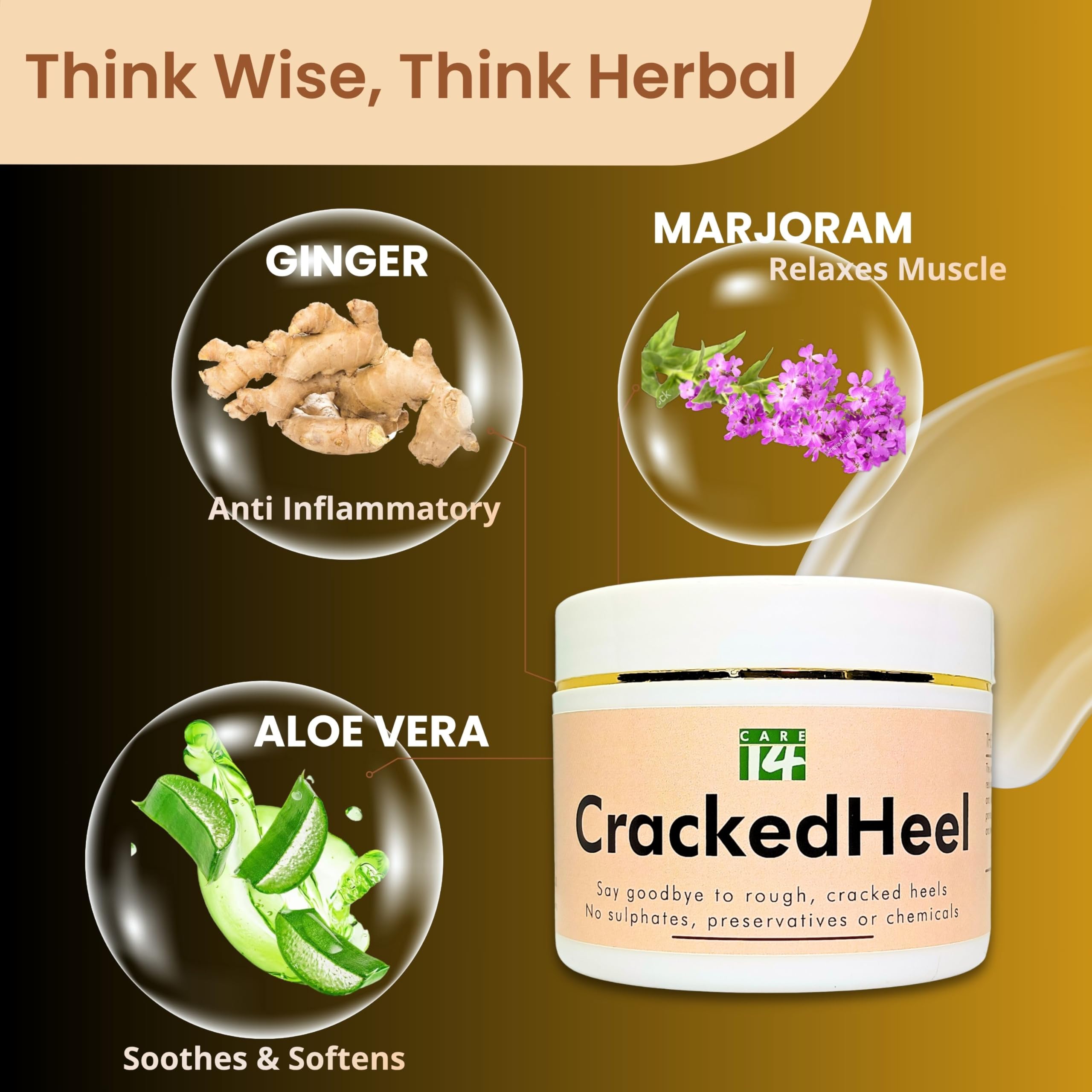 Care14 Cracked Heel Gel | Foot Cream For Cracked, Rough and Dry Heel | Soothes & Repairs | 100% Natural | No Sulphates |100g 1