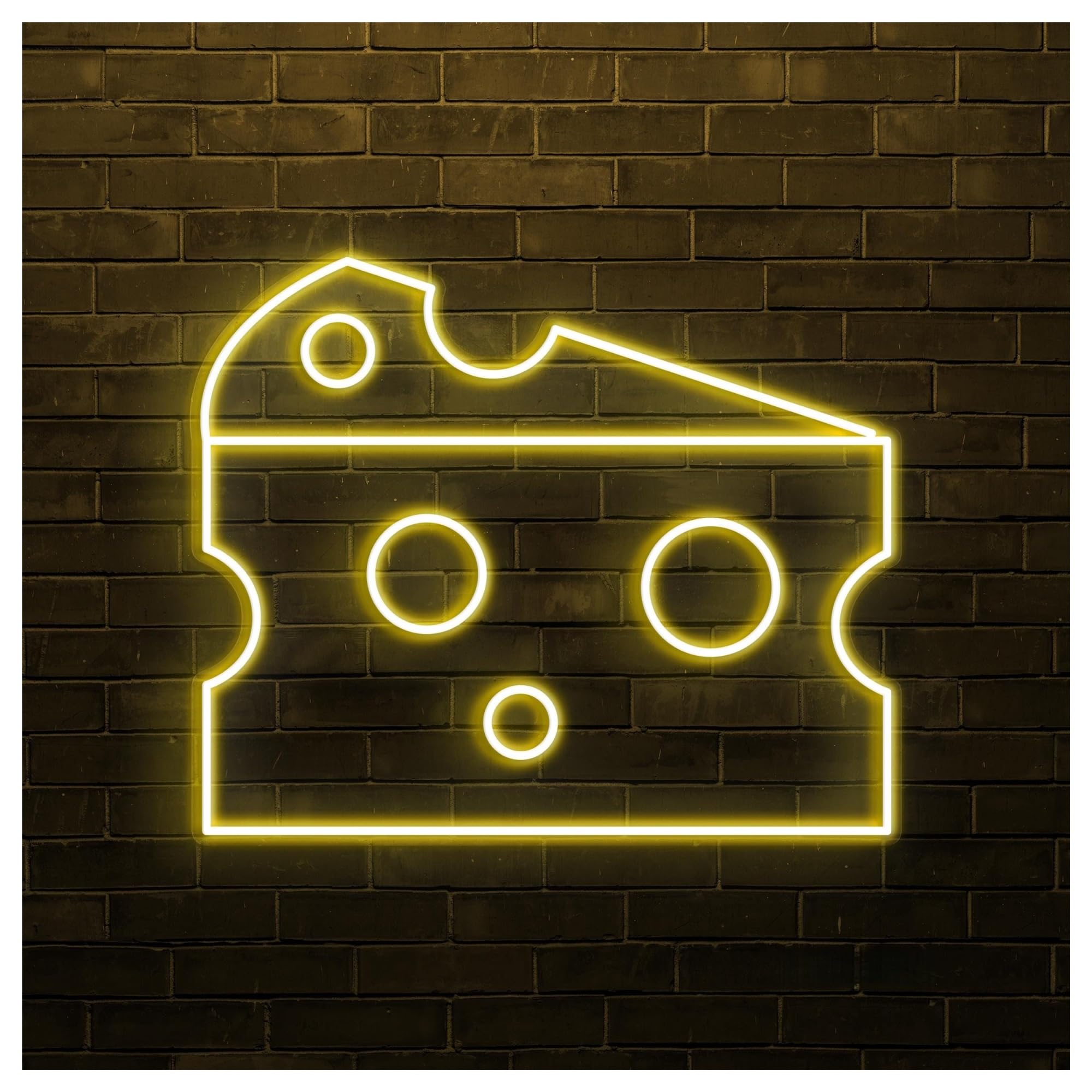 Hanging Art Neon Signs Cheese Slice Neon Sign, Suitable For Pizza Shop Decor With Brightness Adjustable 38cm(Lemon yellow)