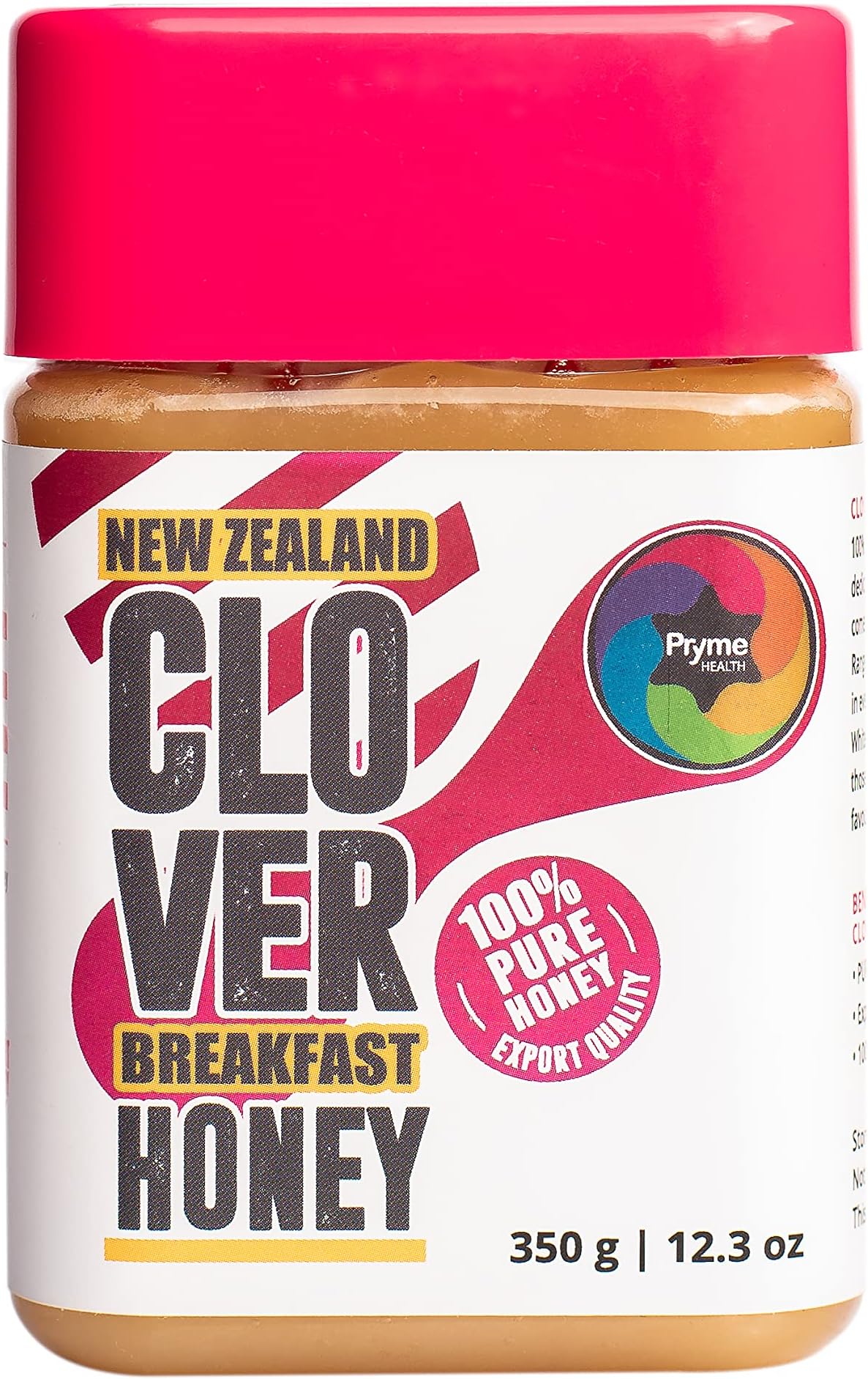 PrymeHealth Certified 100% Pure Honey Clover Honey Sourced From New Zealand,Breakfast Honey,350 Gm
