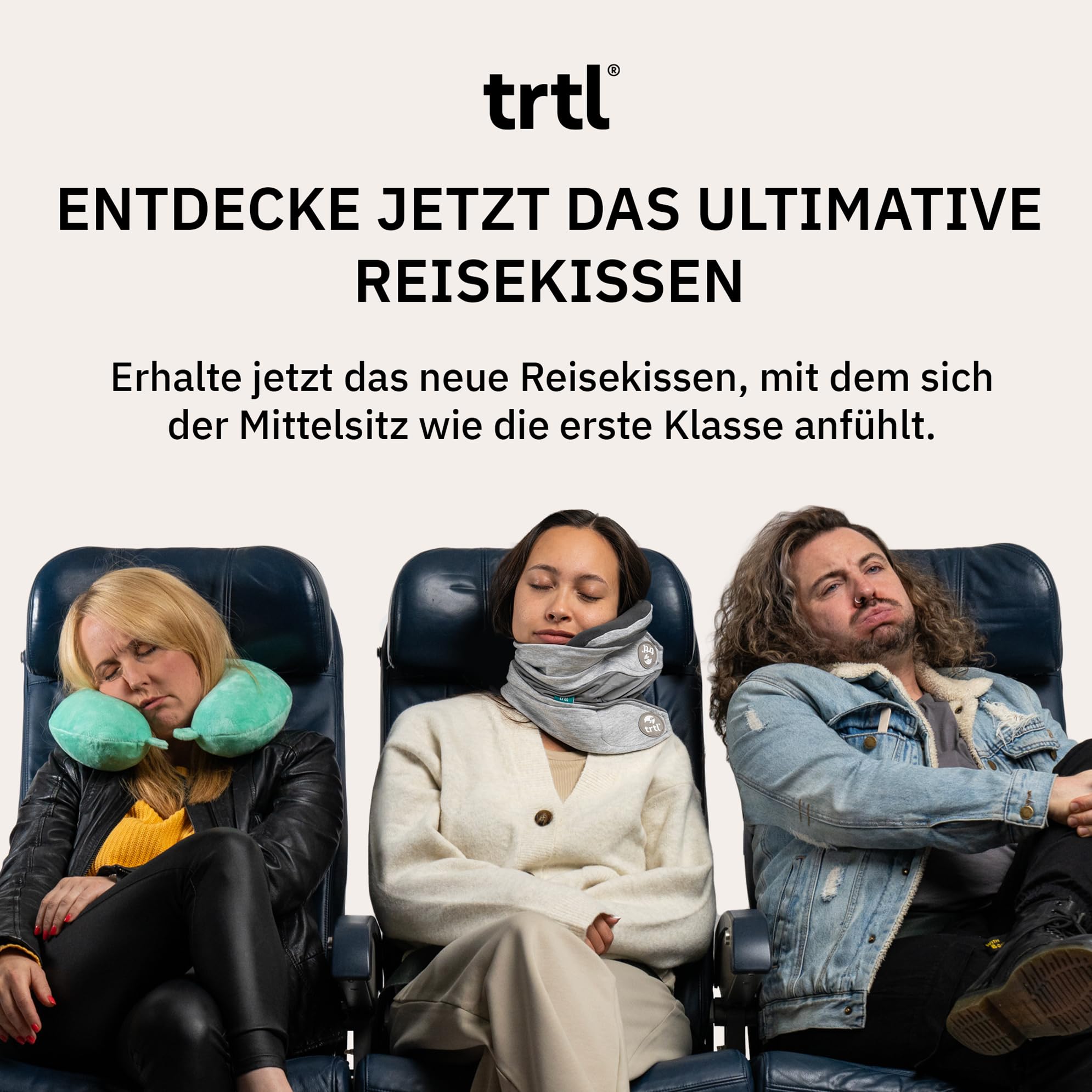 trtl Travel Pillow Plus Grau | Höhenverstellbares Nackenkissen für Flugzeug & Auto | Platzsparendes Reisekissen | Für alle Körpergrößen geeignet