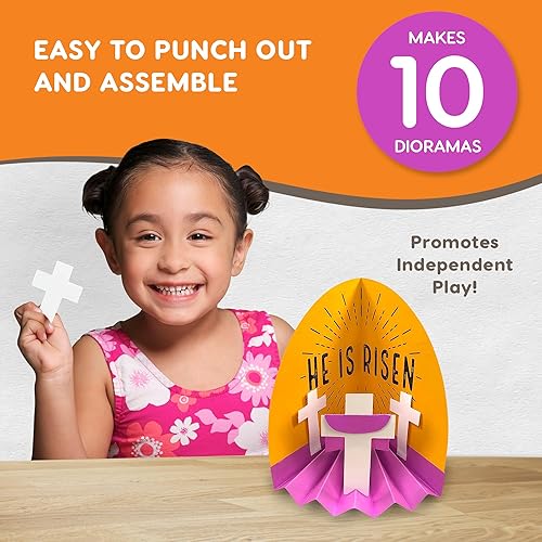Miniatura 7 de FreshCut Crafts Diorama de Pascua, kit de manualidades bíblicas 3D, fácil de perforar en 3D, perfecto para crear exhibición de mesa. Ideal para