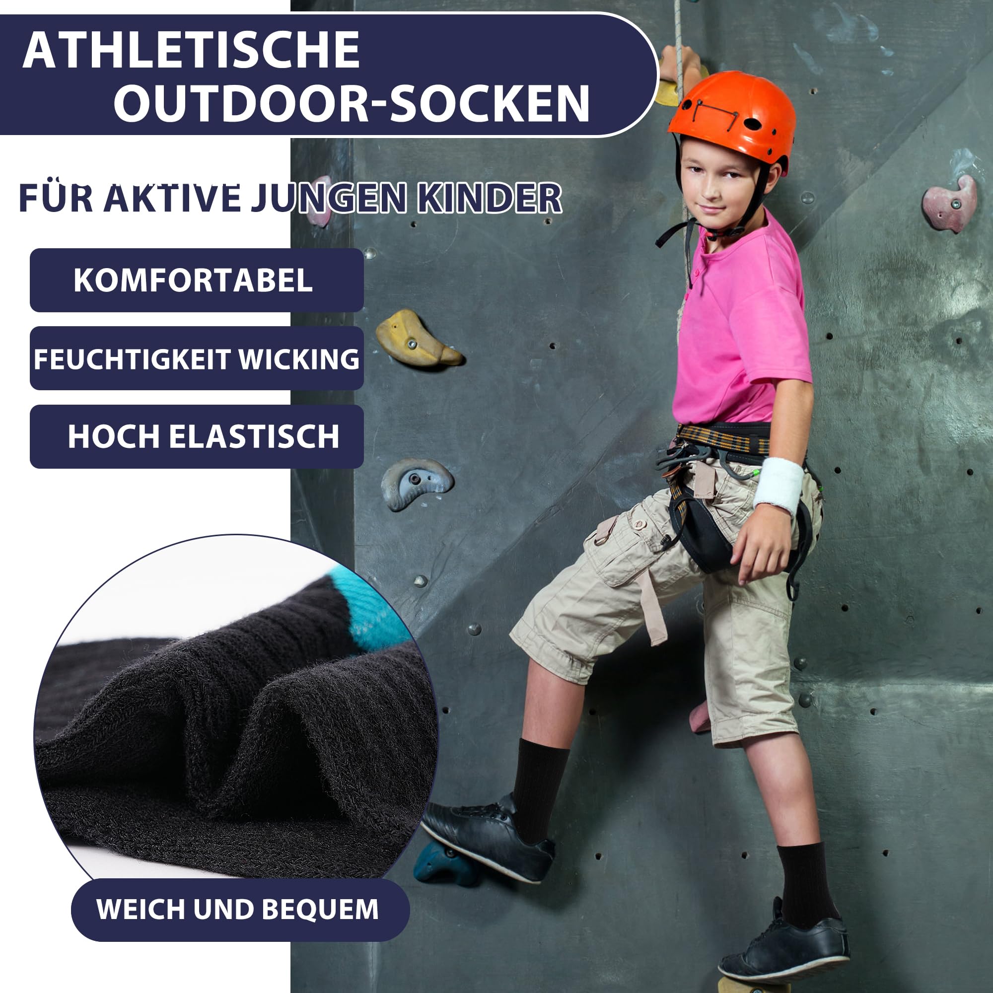 GENBATY Lot de 12 paires de chaussettes de sport en coton pour garçon Chaussettes athlétiques en coton Chaussettes pour la marche, les entraîneurs, la course, le basket-ball, l'école, l'équipage