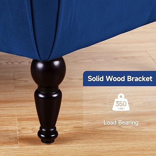 Miniatura 7 de Alkmaar Chaise lounge de terciopelo moderna silla de descanso con botones y patas de madera maciza silla tapizada para interiores para sala de estar