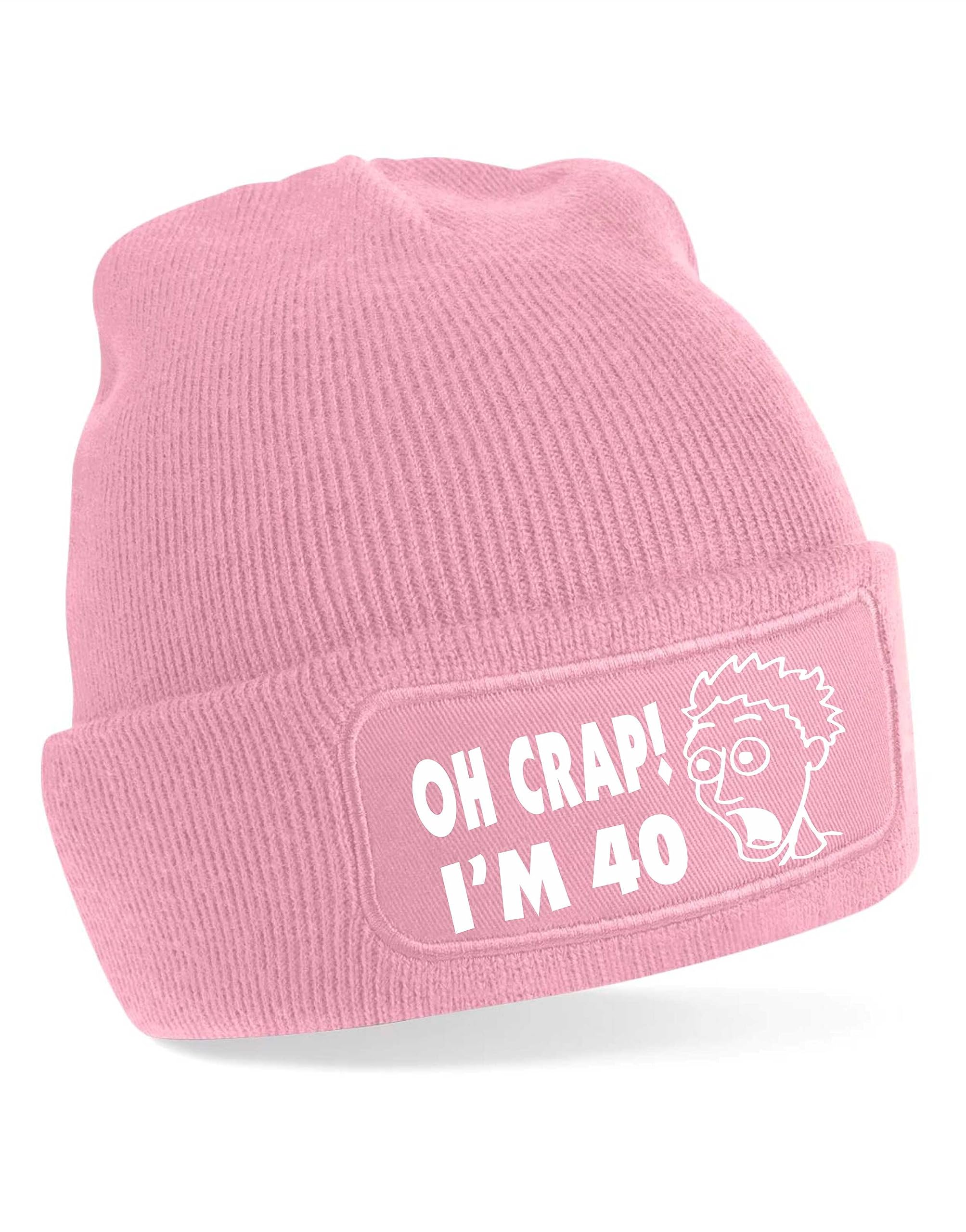 Print4u Women's Pink Oh Crap I'm 40 Beanie Hat 40Th Birthday Gift For Men &