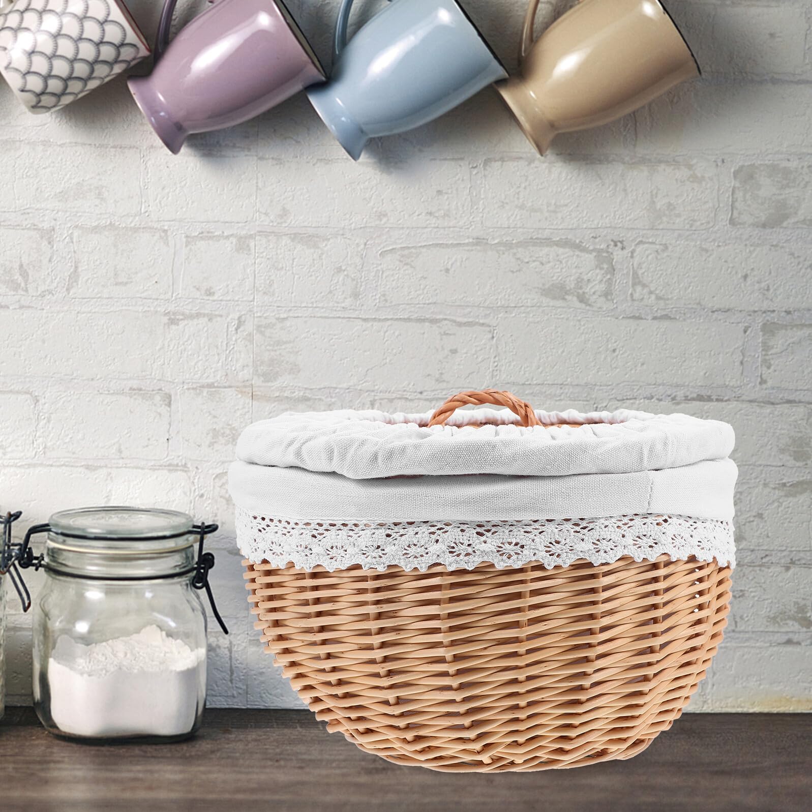 NUOBESTY Panier Tressé pour Rangement Alimentaire Osier Blanc Panier Artisanal pour Fruits et Pain
