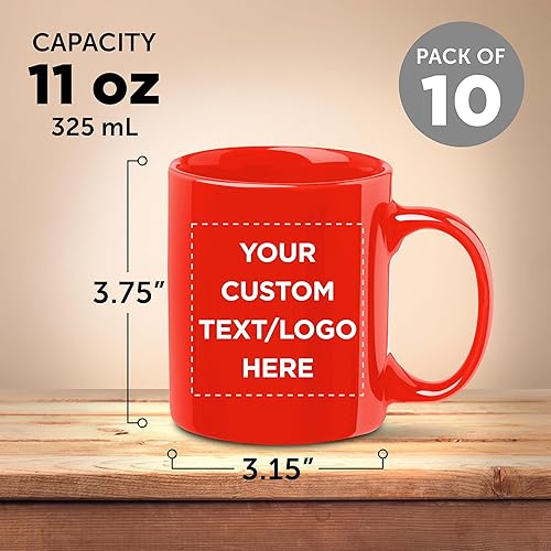 Miniatura 6 de Tazas de café de cerámica personalizadas de 11 onzas, juego de 10, paquete personalizado a granel, juego de tazas de café, taza de café helado, taza