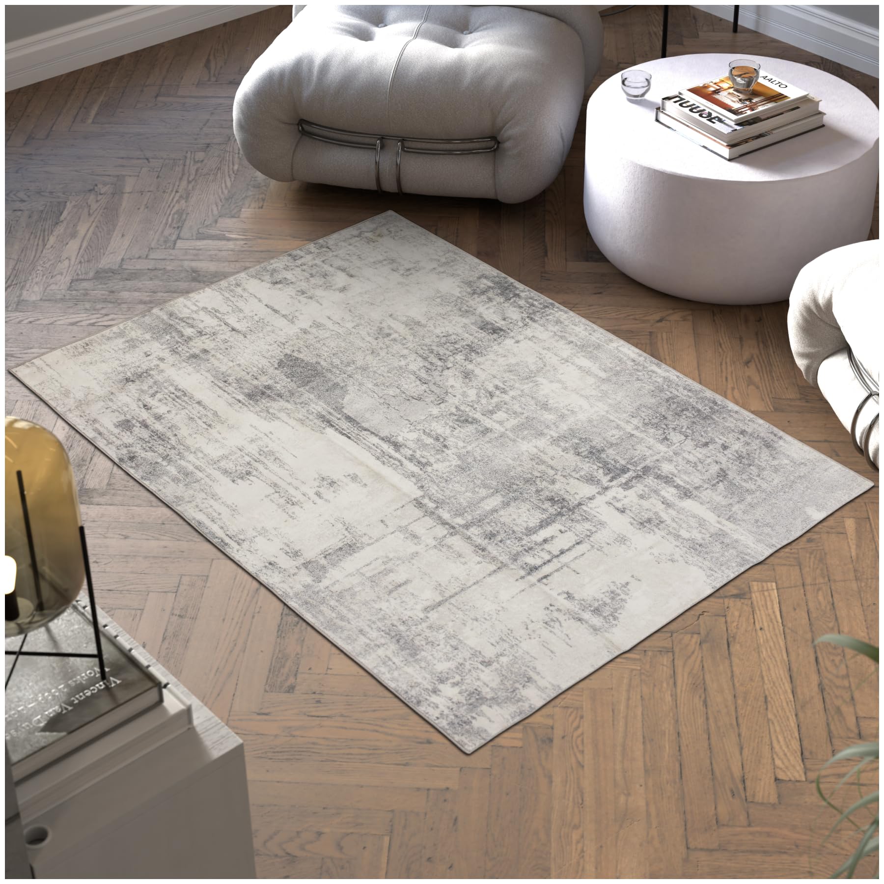TecTake® Alfombra Pelo Corto, Diseño Vintage, Lavable a Máquina, Antideslizante, Ideal para Salón, Dormitorio, Habitación Matrimonio, Decoración Moderna Shabby Chic, Suave y Resistente - 120x170 cm OEKO-TEX STANDARD 100