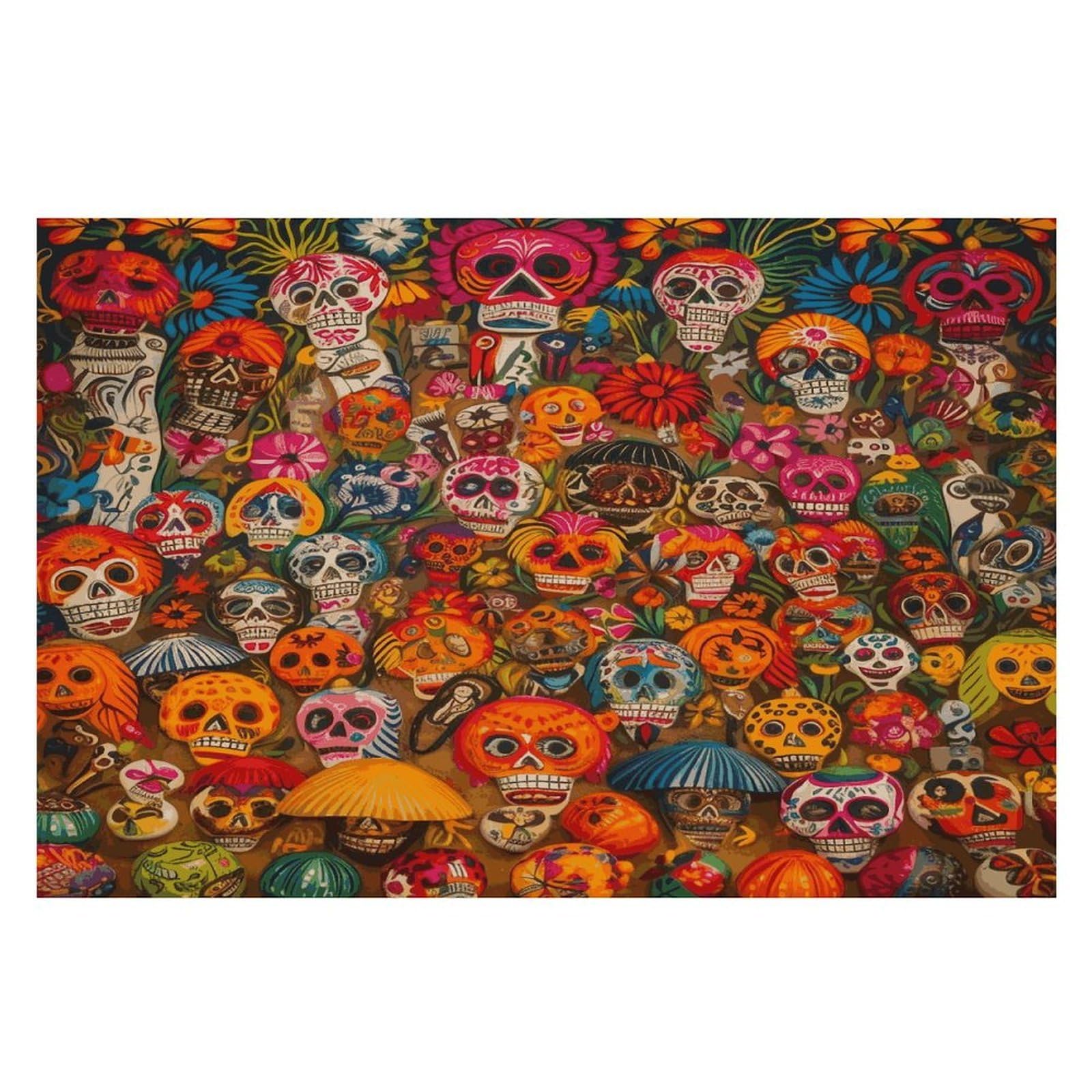 Mexican Folk Art Placemats Heat Resistant Non-Slip Place Mats Washable Wipeable Table Mat Kitchen Dining Table Decoration Placemats Indoor Outdoor Place Mats 17.7’’×11.8’’
