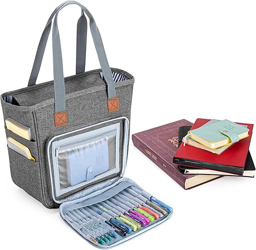 Miniatura 8 de LUXJA Bolsa de la Biblia con múltiples bolsillos para artículos de estudio bíblico, estuche de la Biblia para mujer, color negro