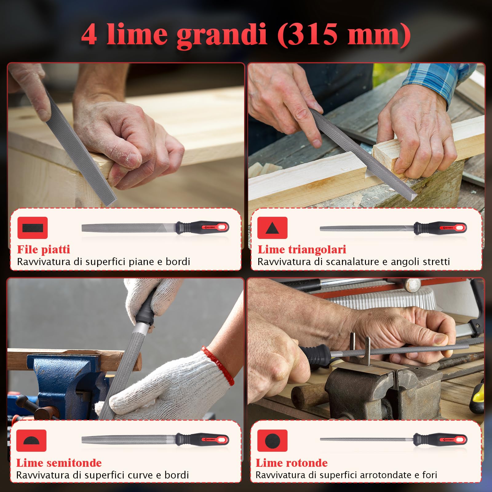 Geevorks Set di lime Lime ad Ago 34 pezzi- Set di lime professionali per legno metallo plastica per Modellare, Set di Mini Lime per Limare Metallo,Legno,Plastic