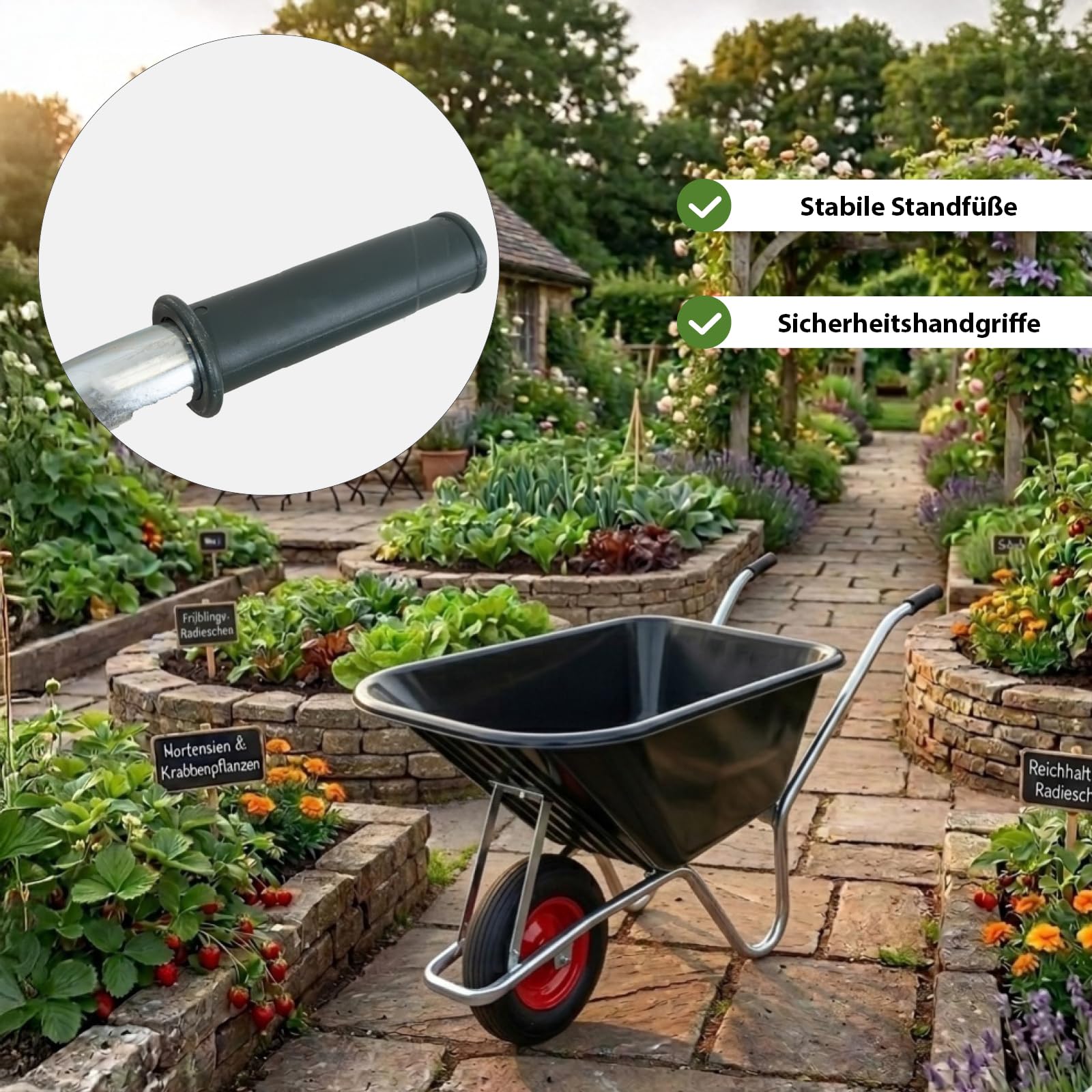 Schubkarre PP 100 l PU Rad BAU Karre Gartenschubkarre Bauschubkarre Schiebkarre Garten