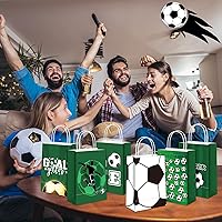 Vista 4 de Outus 24 bolsas de papel de regalo de fiesta de fútbol, bolsas de papel de regalo de fútbol con asas, bolsa de dulces para deportes, fiesta
