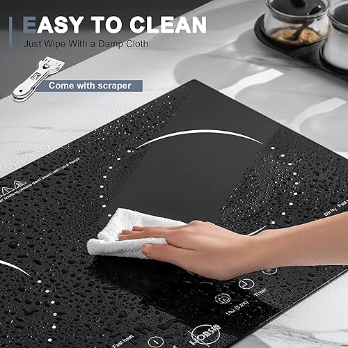 Miniatura 7 de Hobsir Hob Estufa eléctrica de 2 quemadores de 110 V, doble estufa eléctrica, encimera de 24 pulgadas y estufa eléctrica integrada con enchufe,