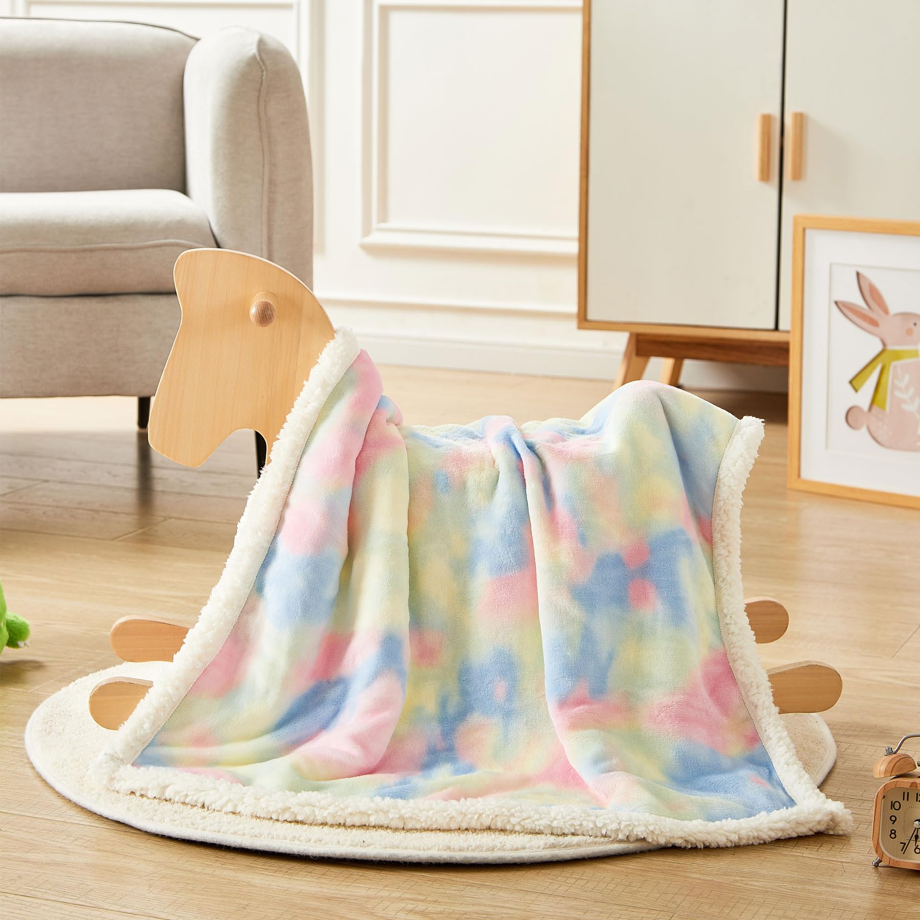 Couverture de Bébé pour Les Enfants en Bas âge Garçons Filles Couverture d'emmaillotage Réversible Super Douce Sherpa Couvertures de réception pour Le Berceau Poussette Rose 1