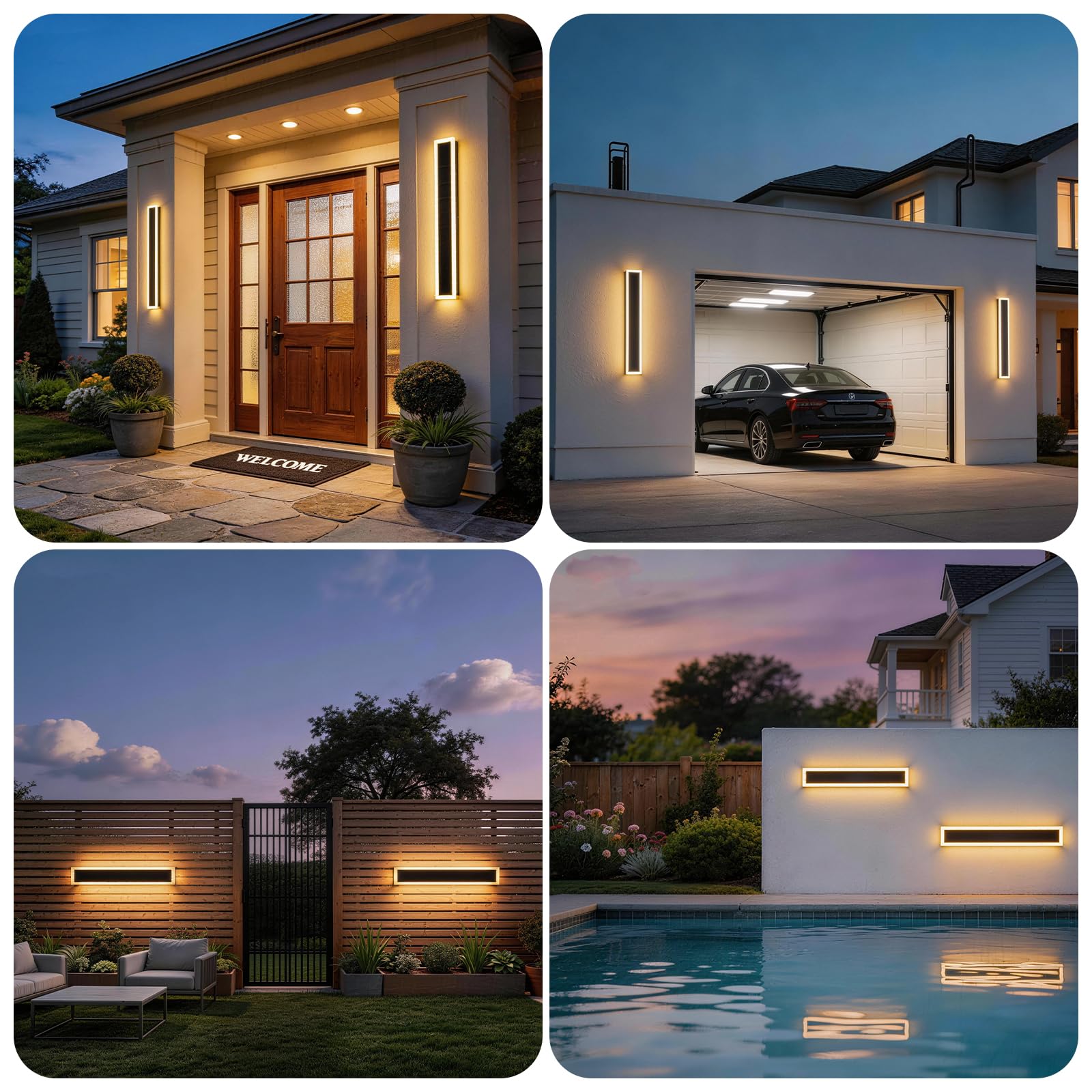 2 Stück 60CM Moderne Wandleuchte Aussen, 3000K-6000K 10%-100% Dimmbar Lange Wandleuchte Außen,IP65 Wasserdichte Wandlampe mit Fernbedienung für Eingangsbereich,Flur,Garage,Terrasse,Treppenhaus,Garten