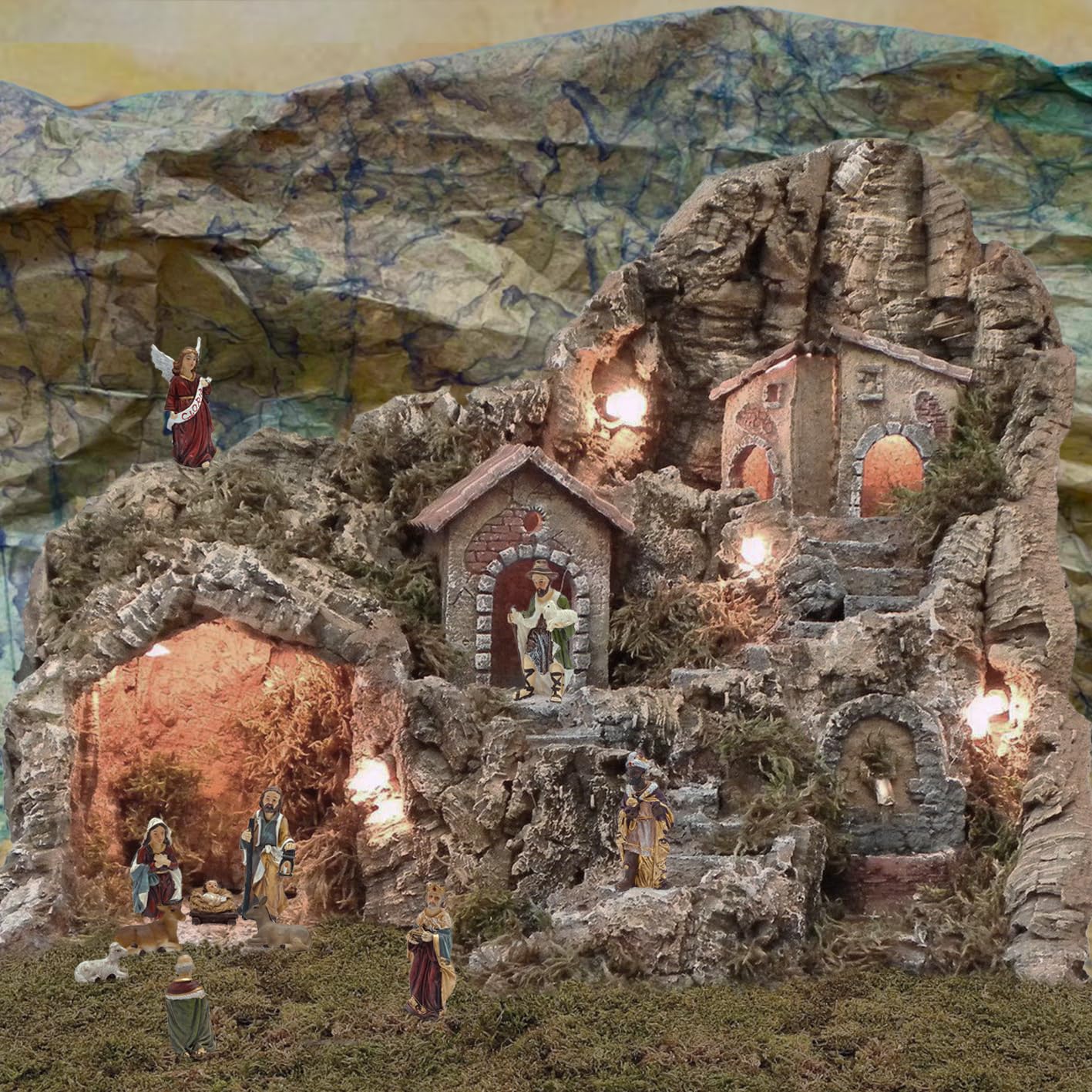 Gesar Presepe Completo 11 Pezzi – Personaggi Presepe 9 cm, Statuine Presepe in Resina Dipinta a Mano – Natività Tradizionale, Decorazione Natalizia e Idea Regalo