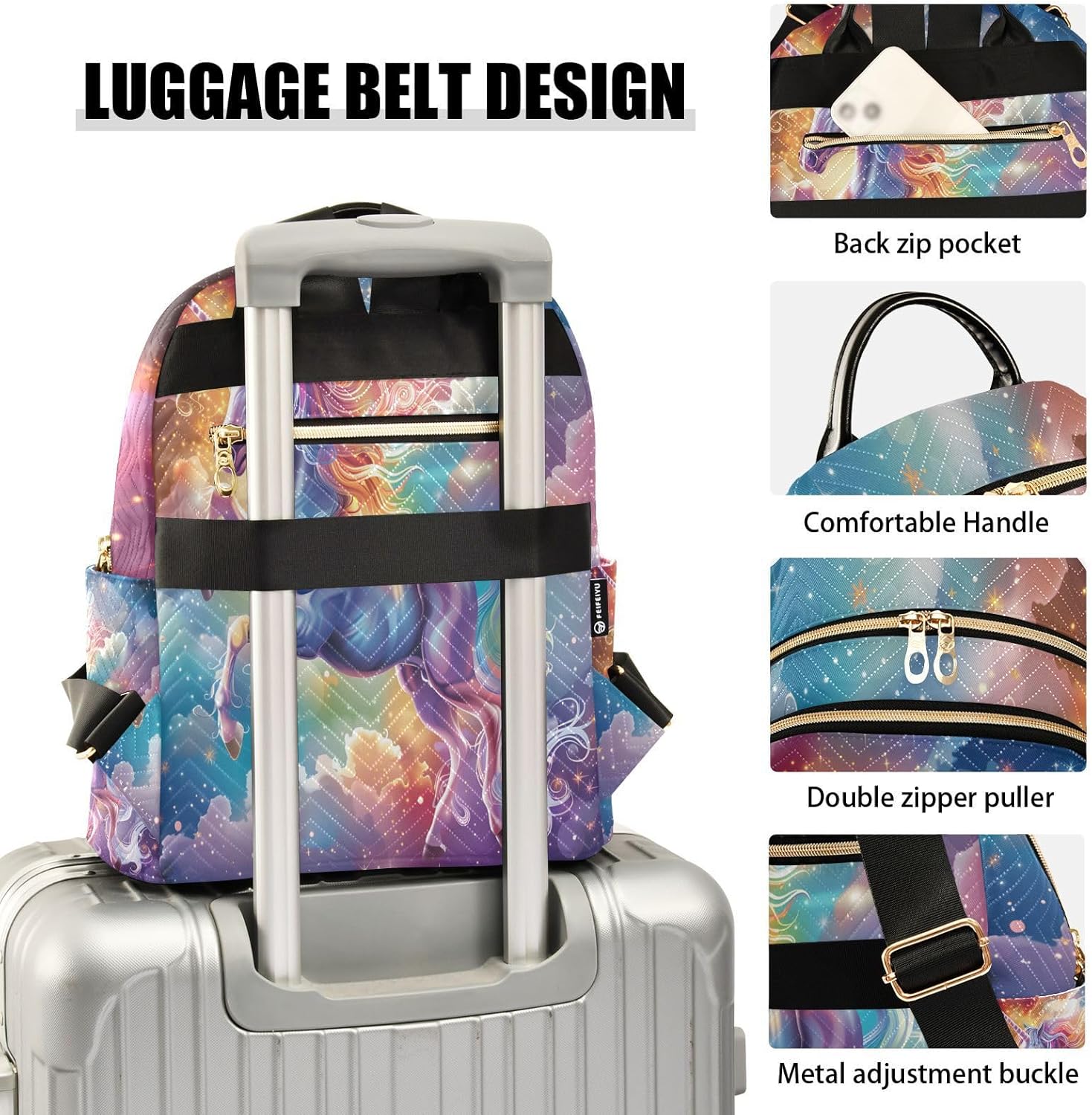 Magic Galaxy Unicorn Mini Backpack Purse for Women Travel Bag Lightweight Shoulder Bag Fashion Daypack