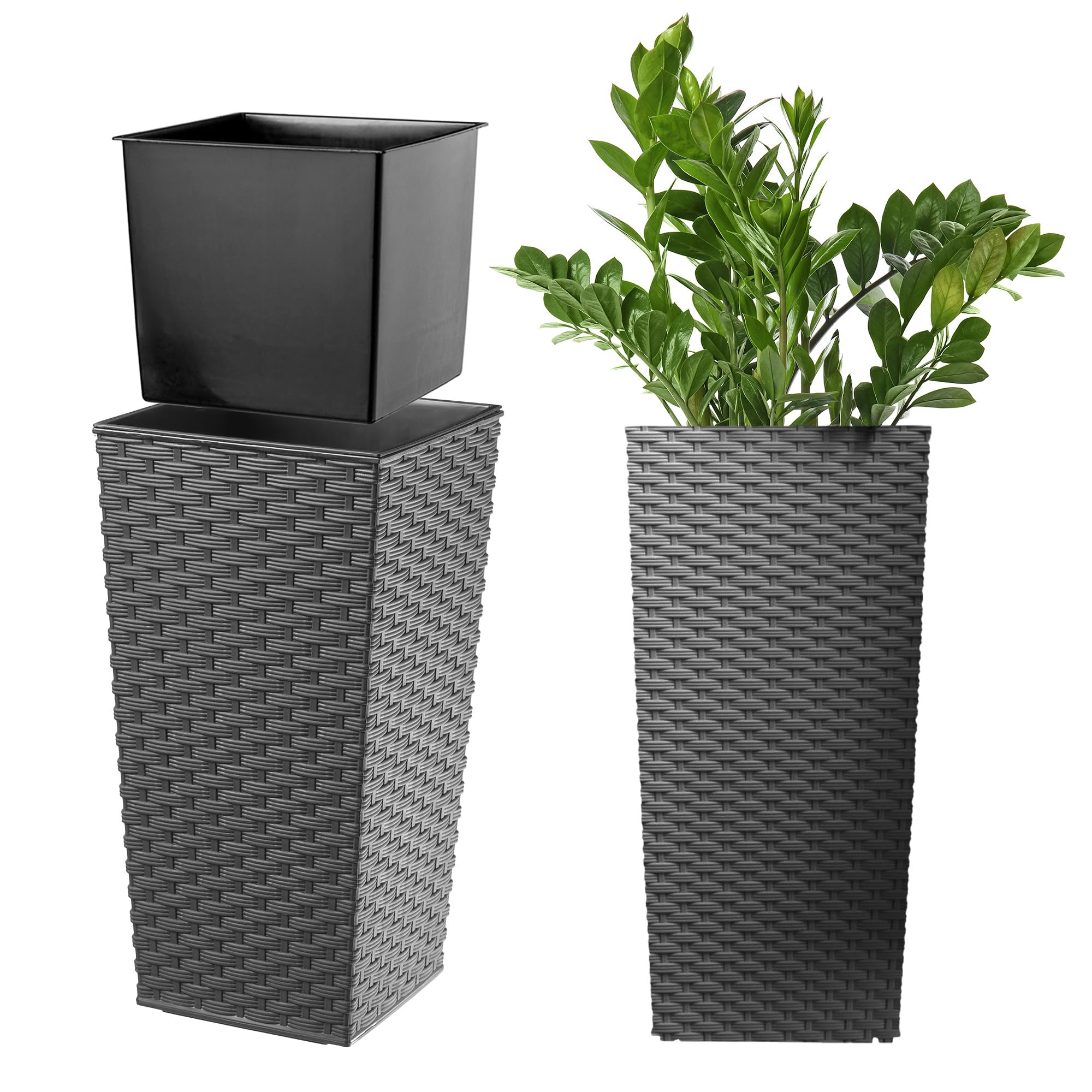 KADAX Macetero Alto de Diseño Moderno para Plantas de Interior y Exterior, Maceta Grande de Plástico, Jardinera Alta (Crema, Texturizado, 68 cm) — view 10