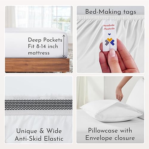 Miniatura 3 de California Design Den - Juego de sábanas, 100% de algodón orgánico, de percal, suaves, frescas y refrescantes, con certificado de la Norma Mundial