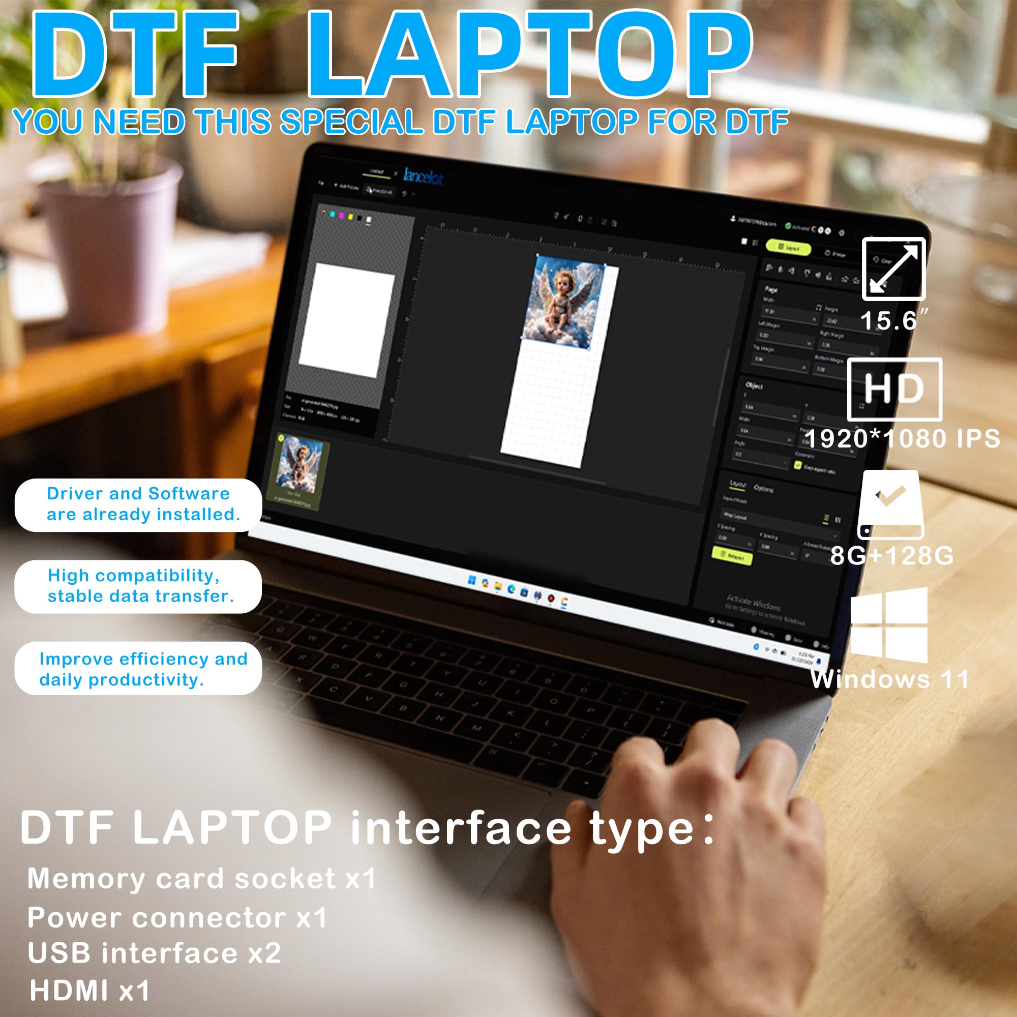 Lancelot Pacchetto stampante M1630 Pro-DTF: stampa per t-shirt 2 volte più veloce con sistema di inchiostro intelligente e doppia gestione della carta - Soluzione completa di stampa su tessuto per