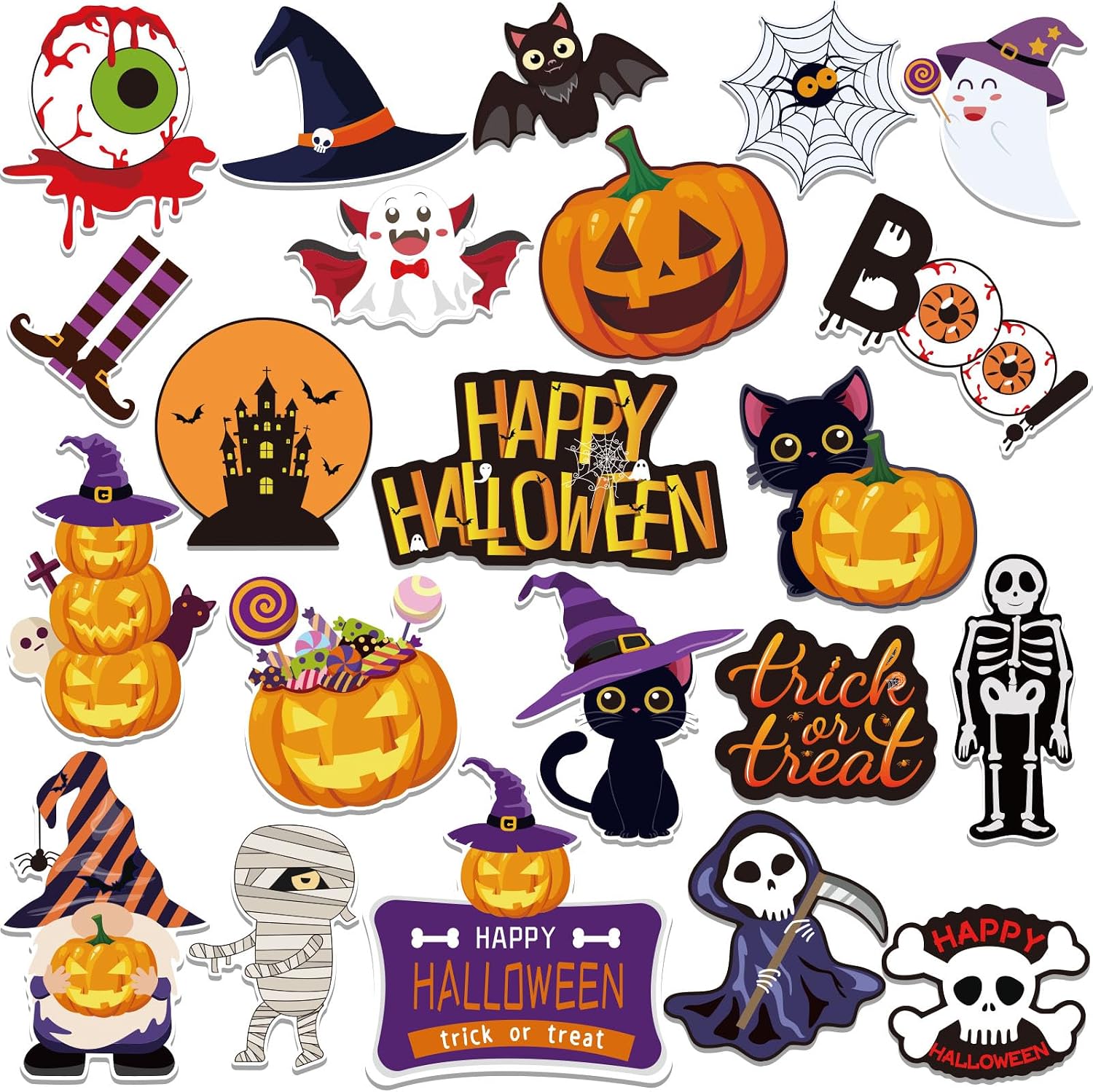 JULMELON 22 Pcs Halloween Magnets Decoration Stickers for Fridge Car Garage