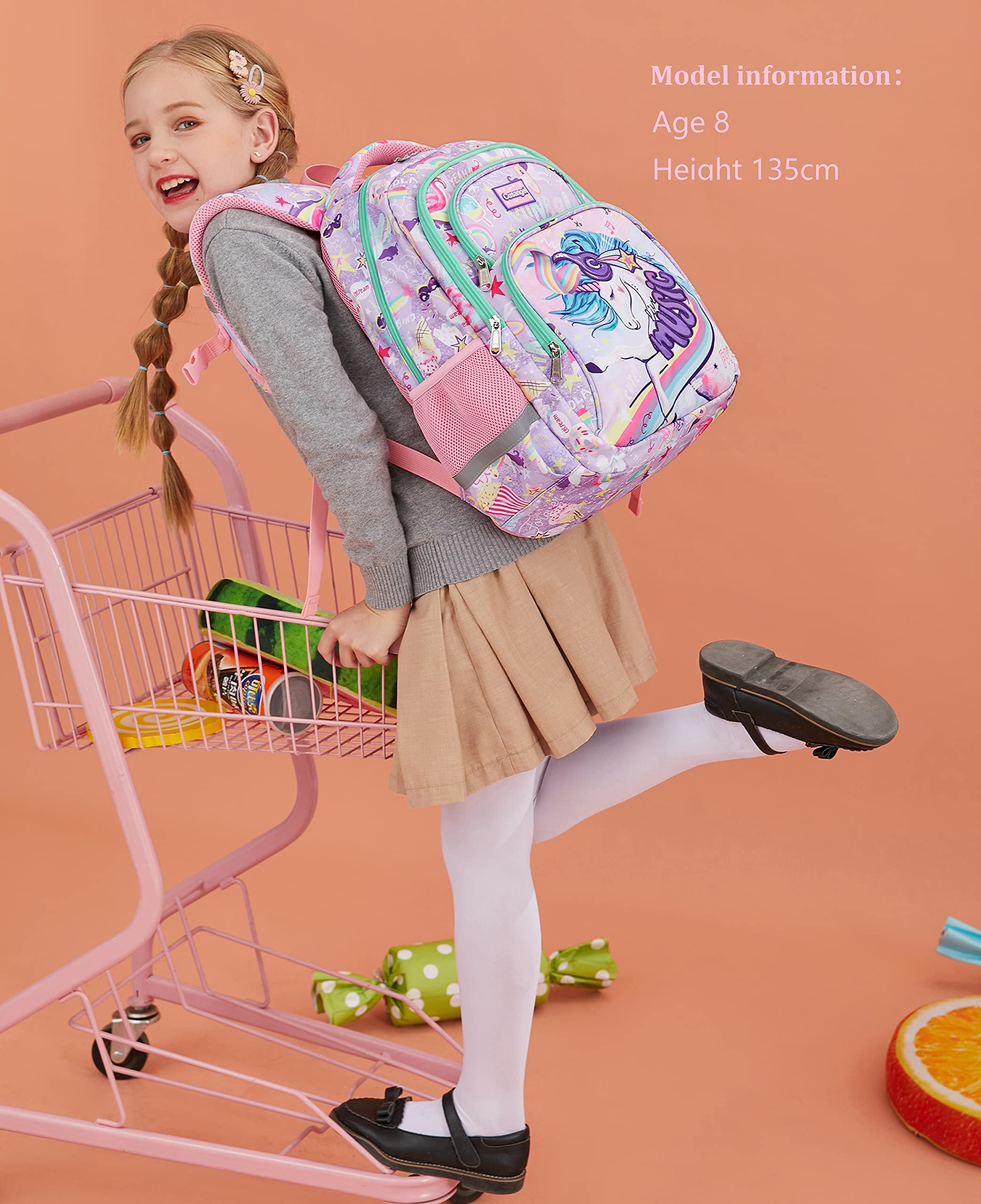 Wawakube 3Pcs Girls Backpack with Lunch Box Pencil Case,Unicorn Preschool Elementary School Bookbag for Kidsâ€¦