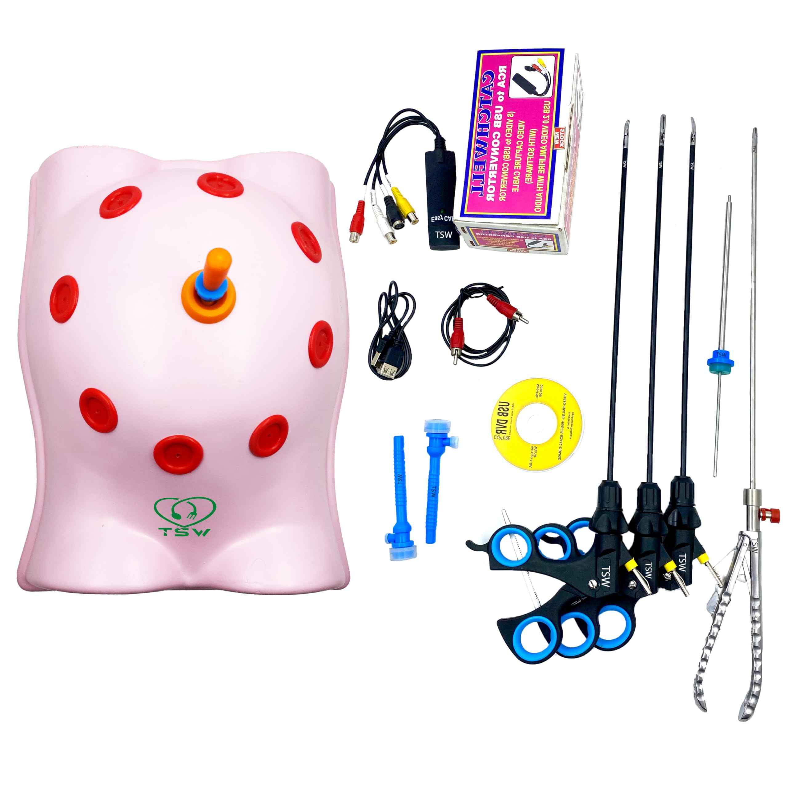 TSW Laparoscopic Virtual Endo Trainer | Body Shape Endotrainer with Complete Set Qty.1 | Laparoscopy Endoscopy Surgery Surgical Instrument