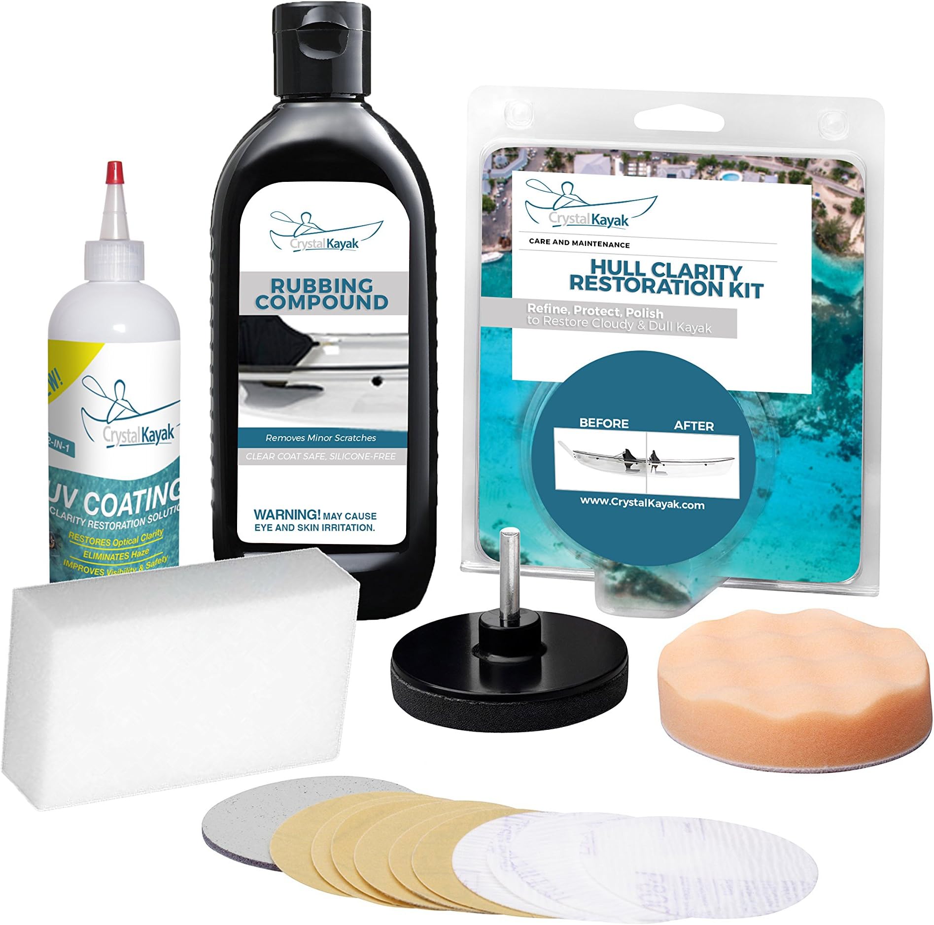 Hull Clarity Restoration Kit - Designed for Maintenance of Genuine Crystal Kayaks and Crystal Boards.